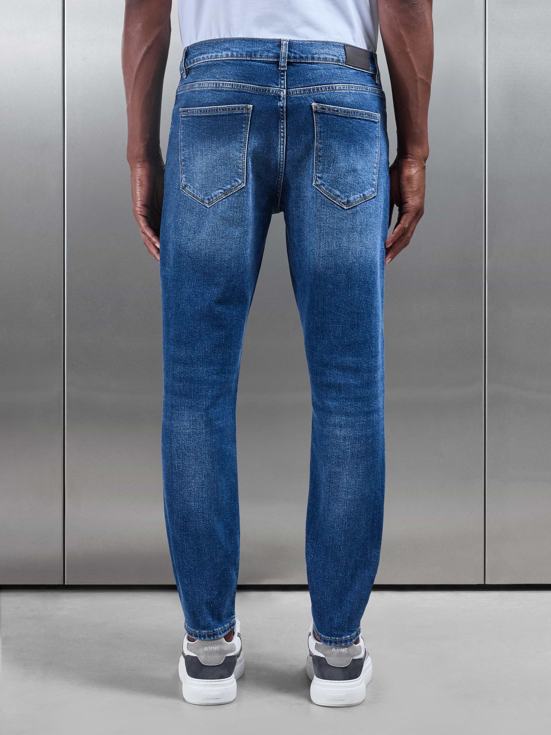 Slim Fit Denim Jeans in Mid Blue