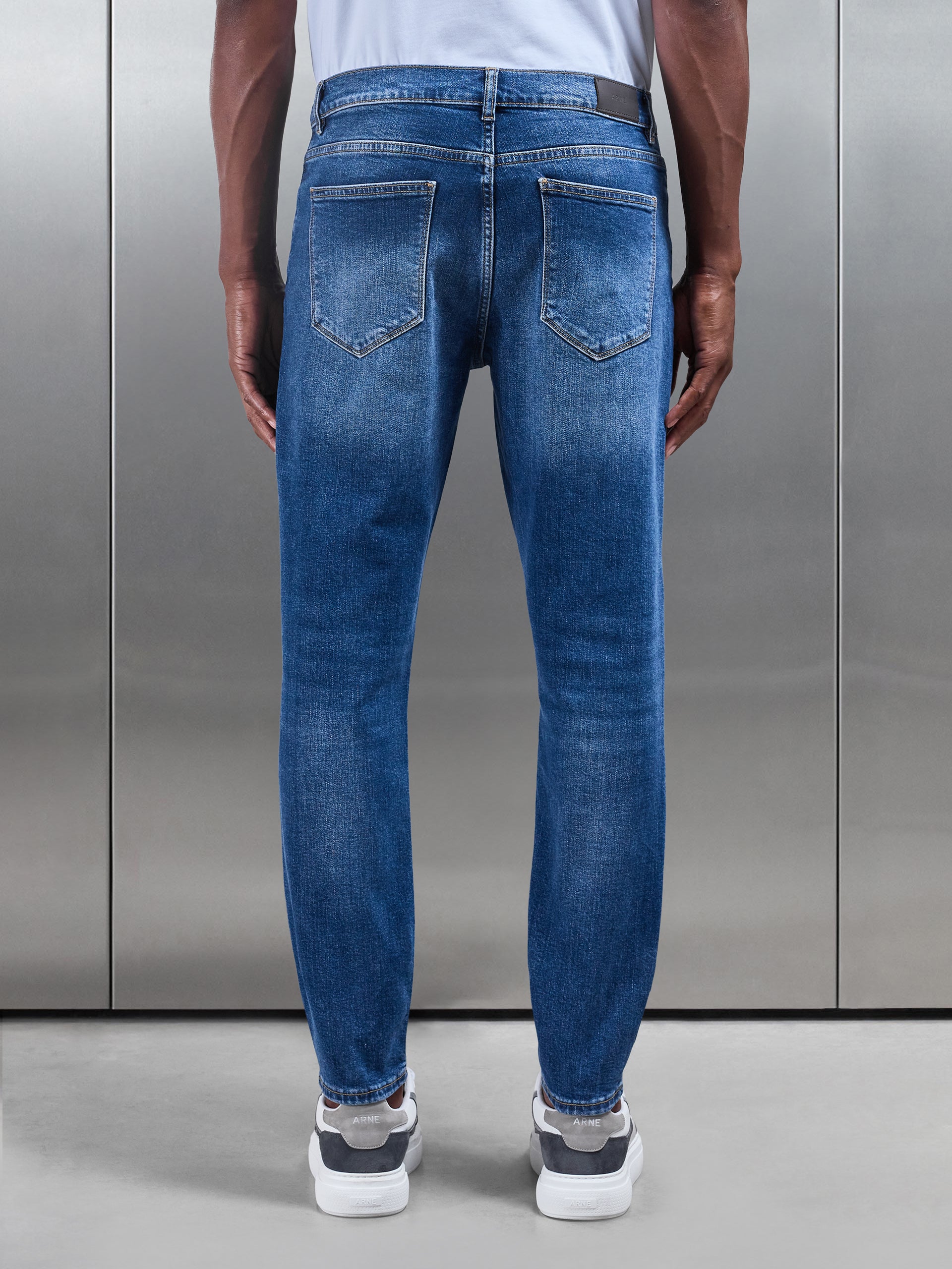 Mens Slim Fit Denim Jeans in Mid Blue