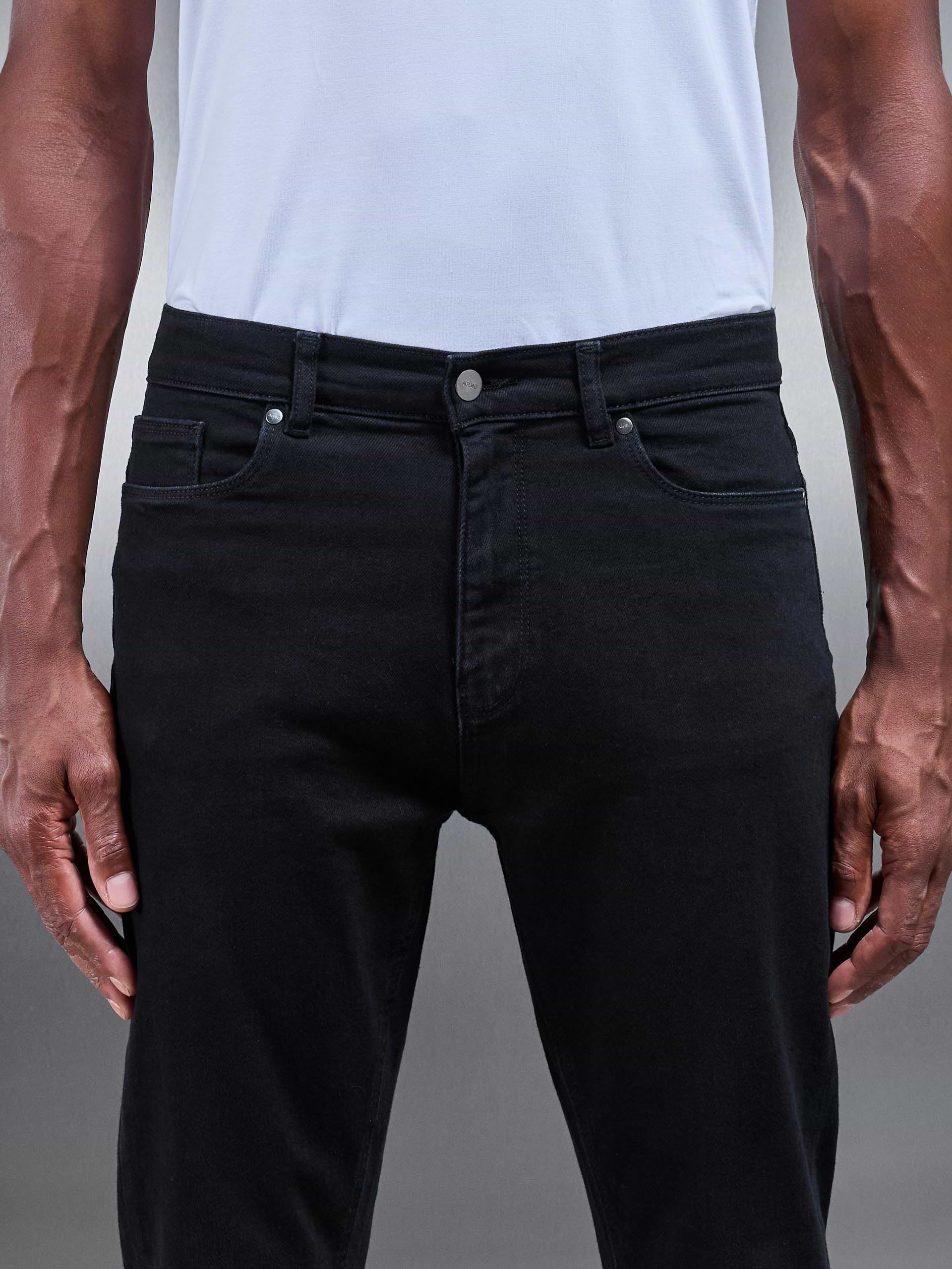 Slim Fit Denim Jeans in Solid Black