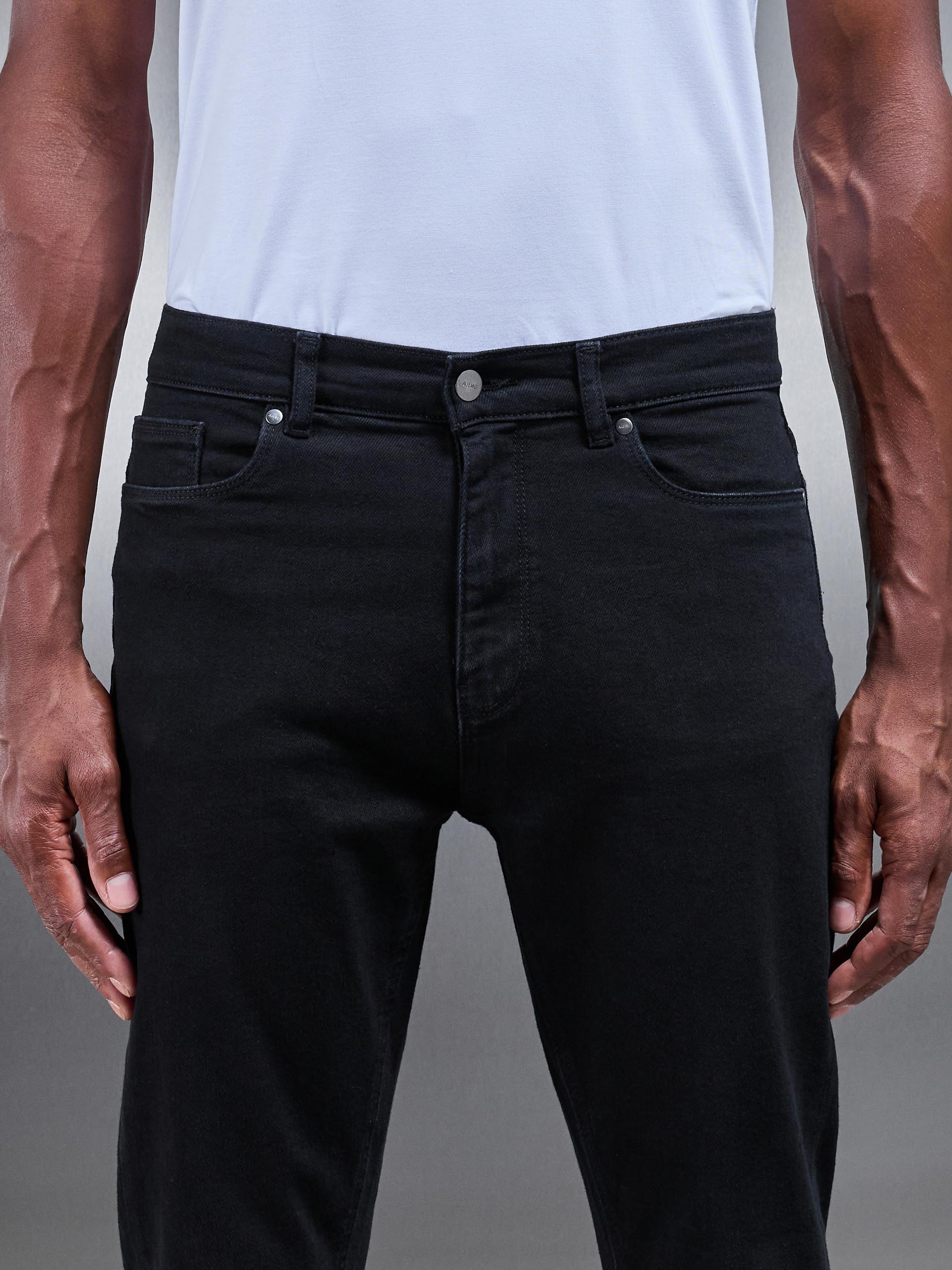 Mens Slim Fit Denim Jeans in Solid Black