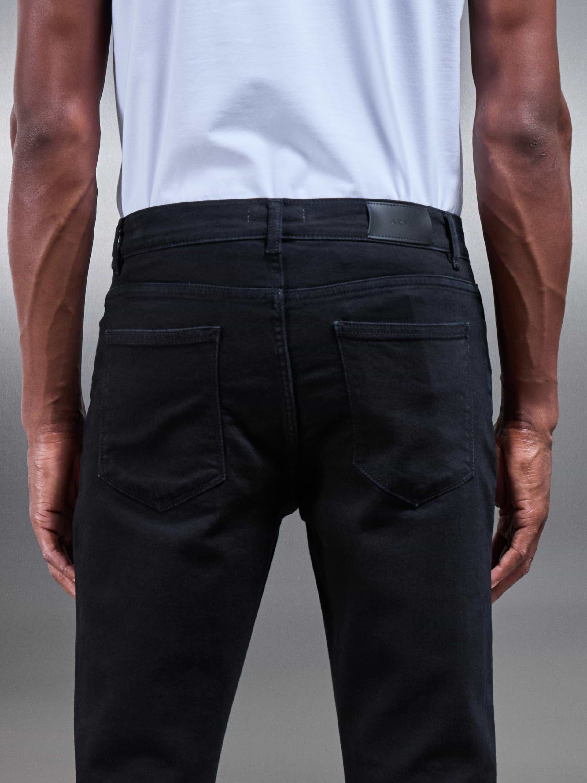 Slim Fit Denim Jeans in Solid Black
