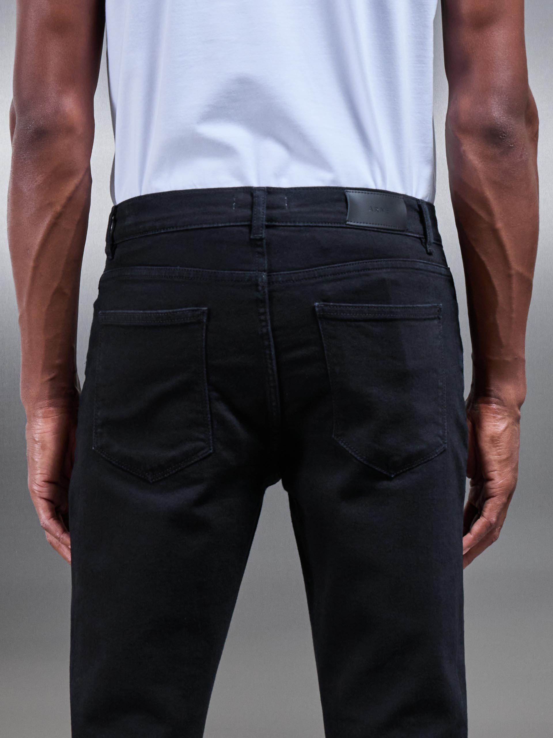 Mens Slim Fit Denim Jeans in Solid Black