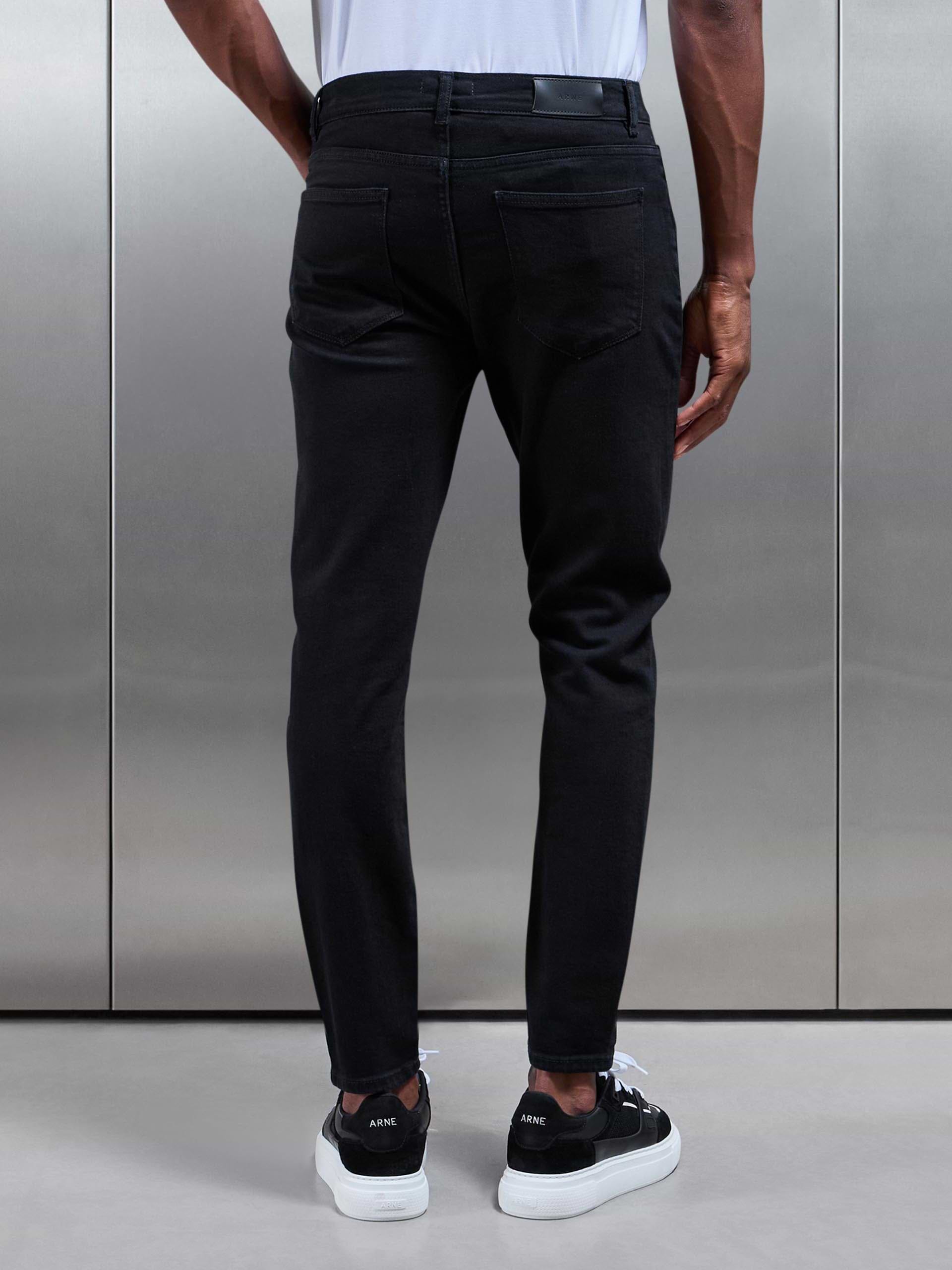 Slim Fit Denim Jeans in Solid Black