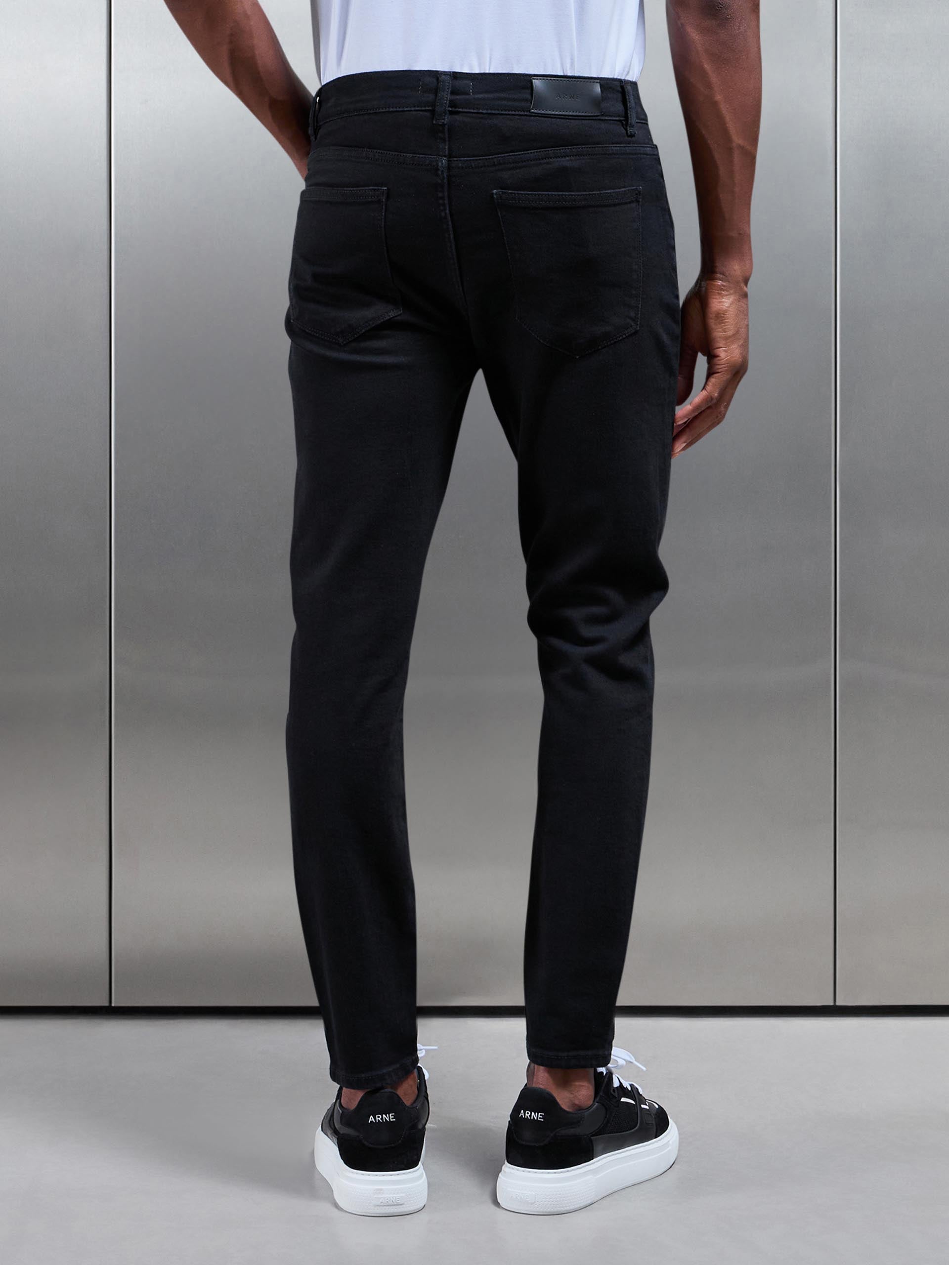 Mens Slim Fit Denim Jeans in Solid Black