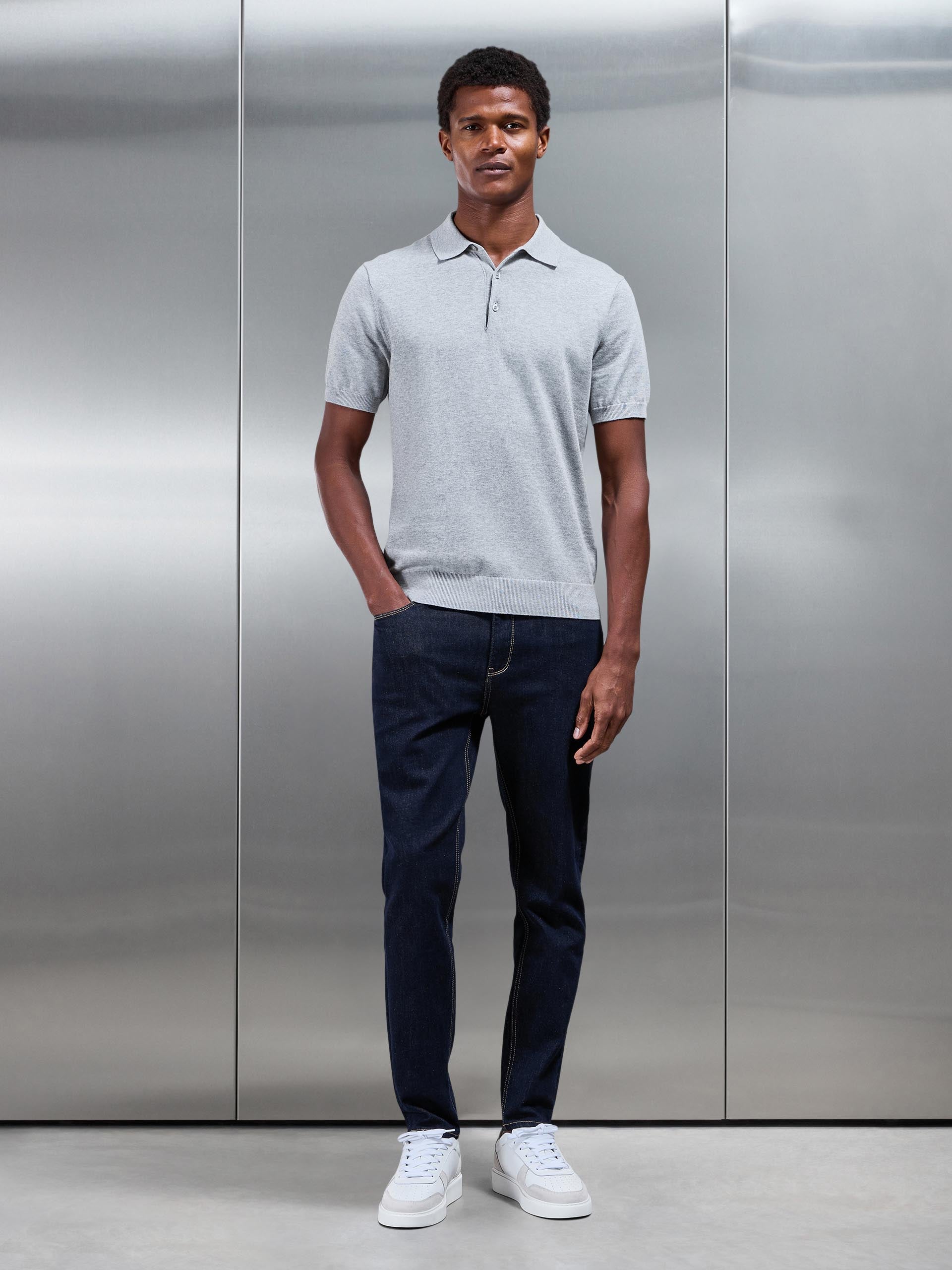 Mens Slim Fit Denim Jeans in Solid Dark Blue