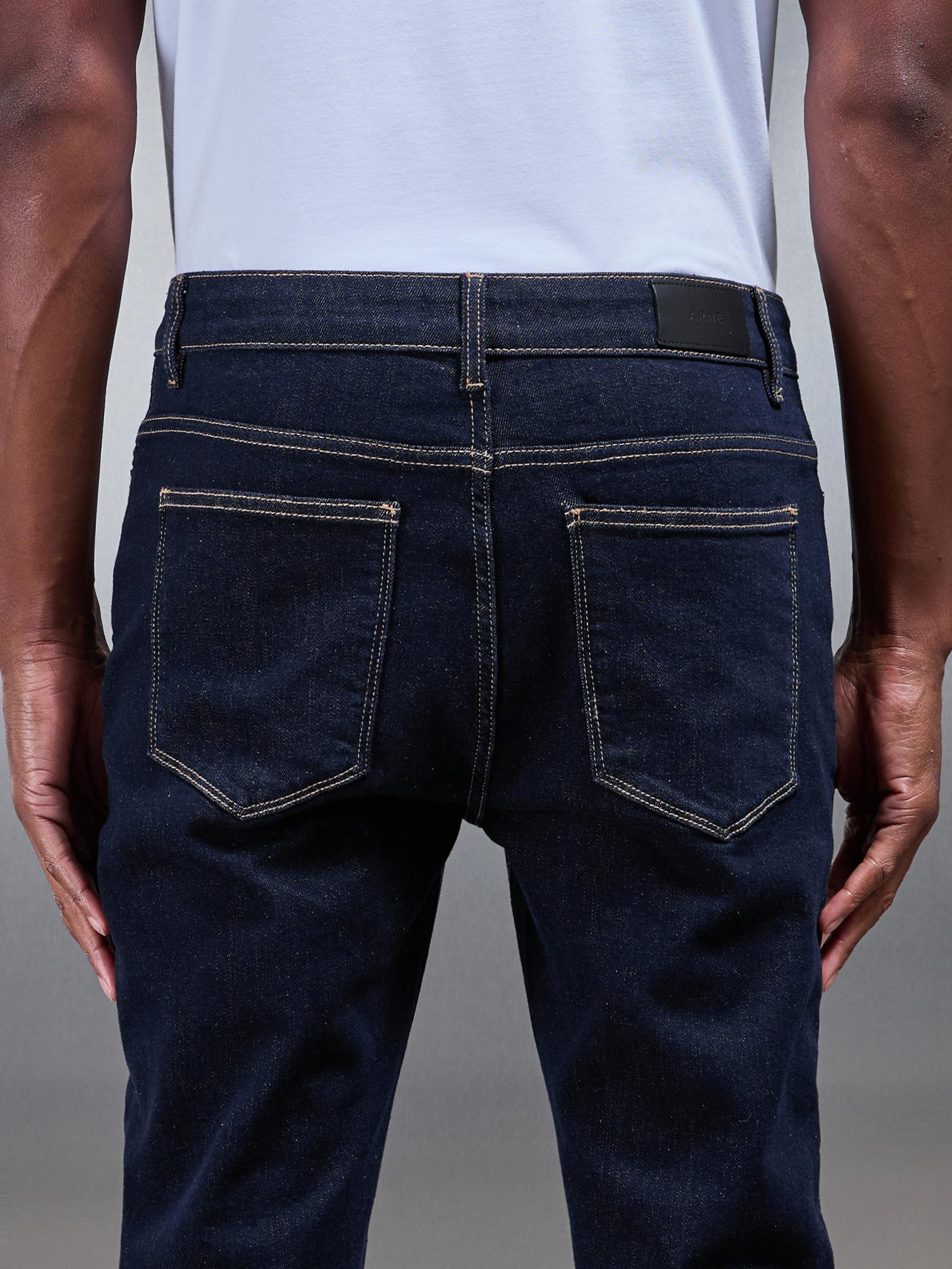 Mens Slim Fit Denim Jeans in Solid Dark Blue