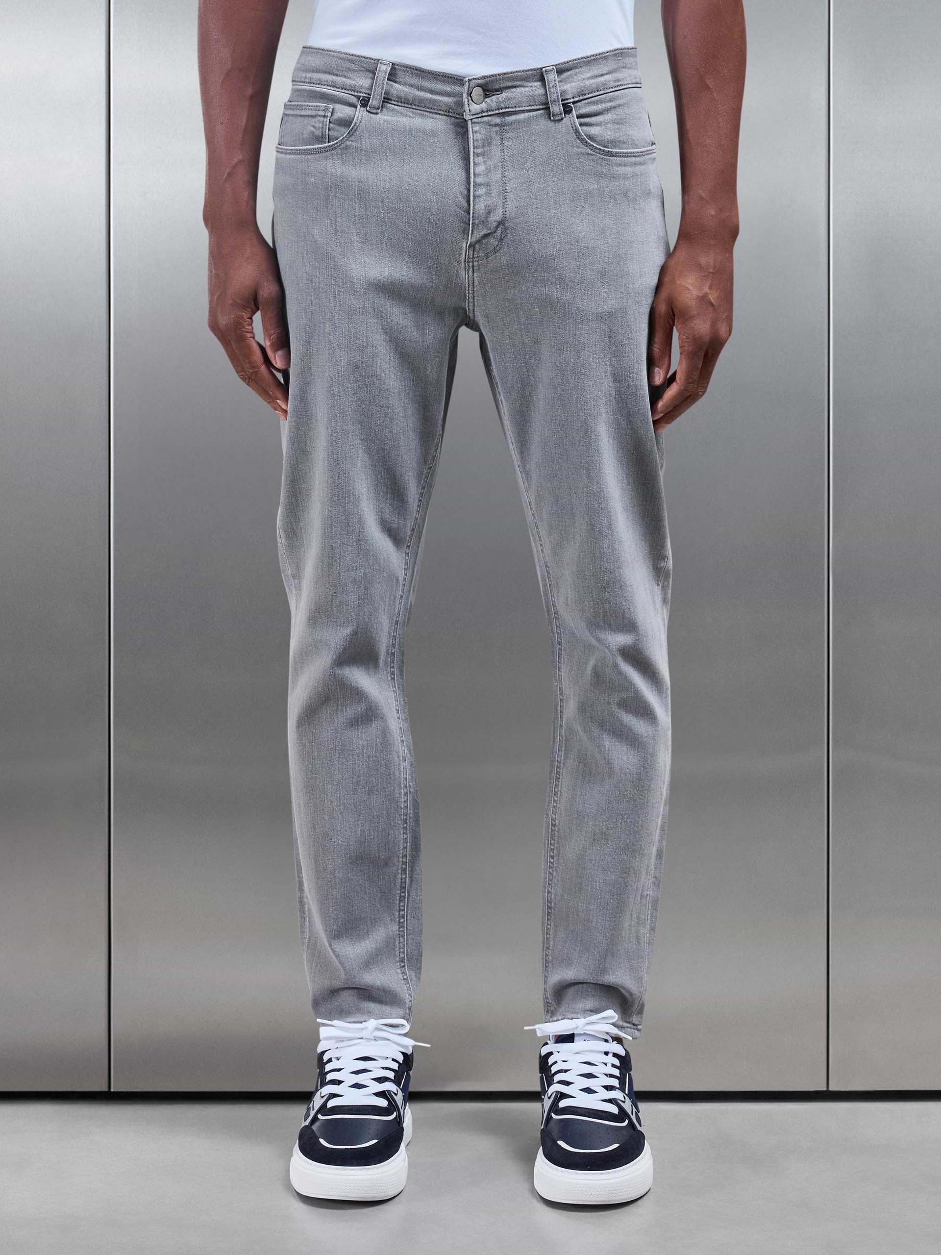 Slim Fit Denim Jeans in Solid Grey
