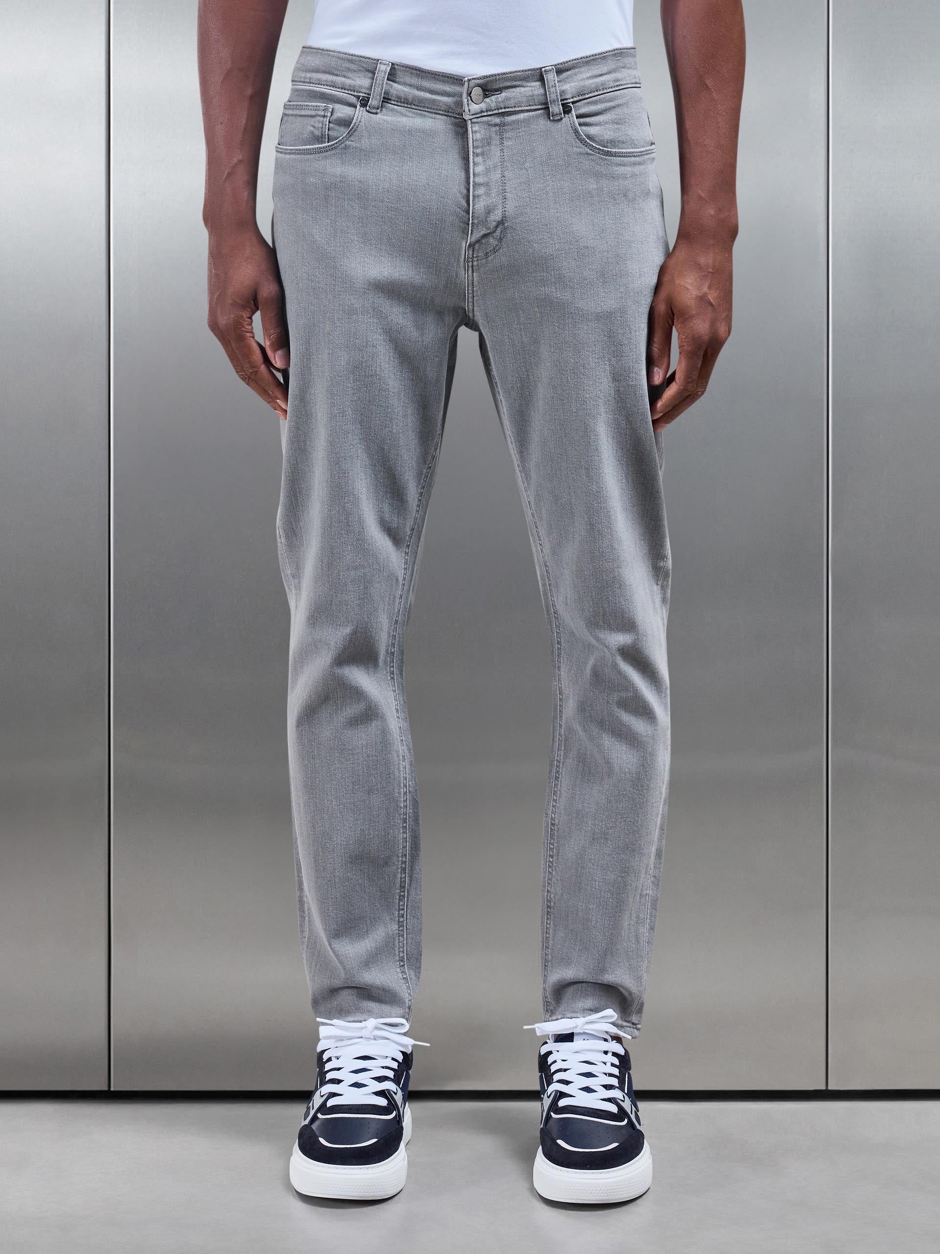 Mens Slim Fit Denim Jeans in Solid Grey
