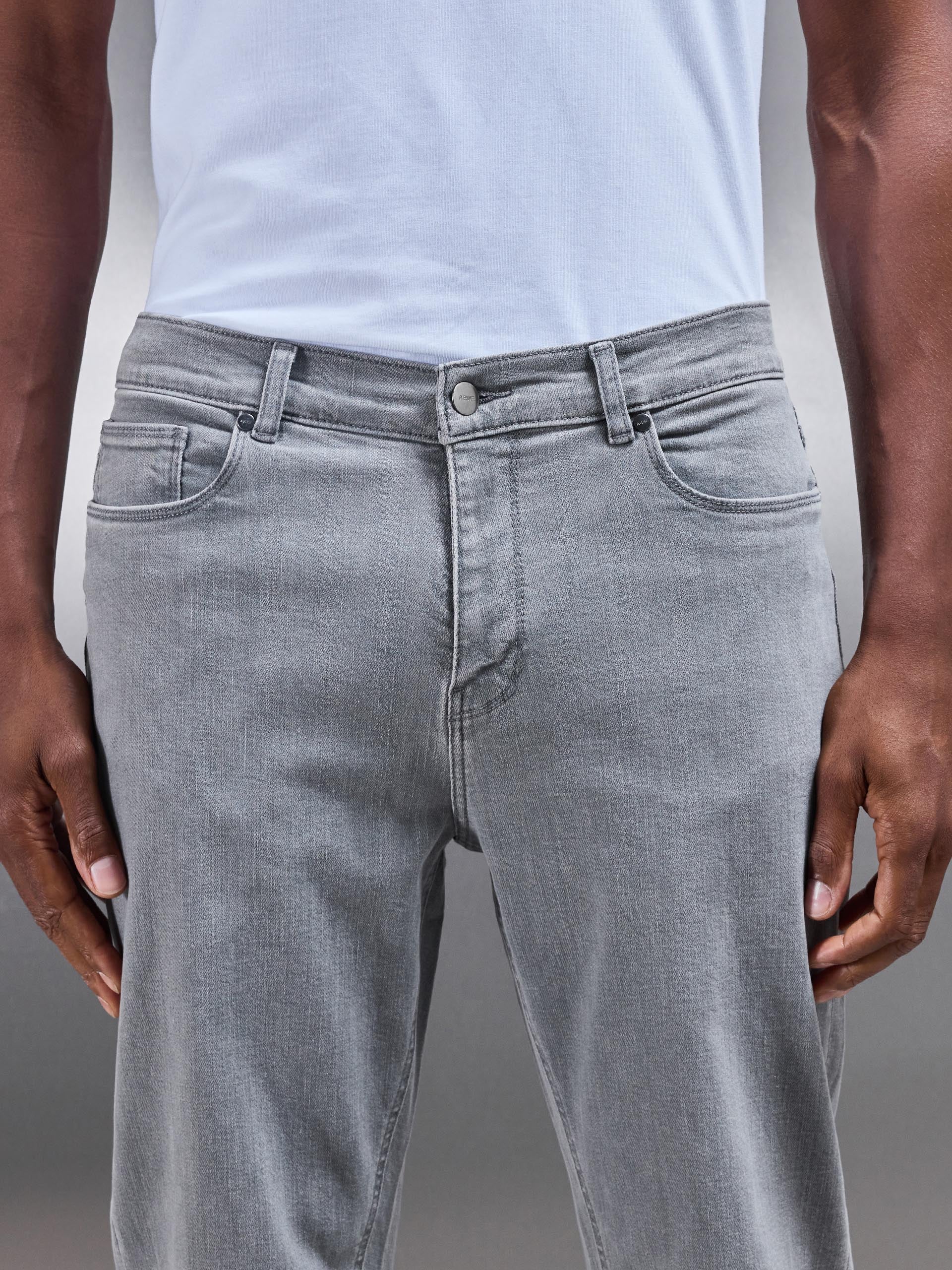Mens Slim Fit Denim Jeans in Solid Grey