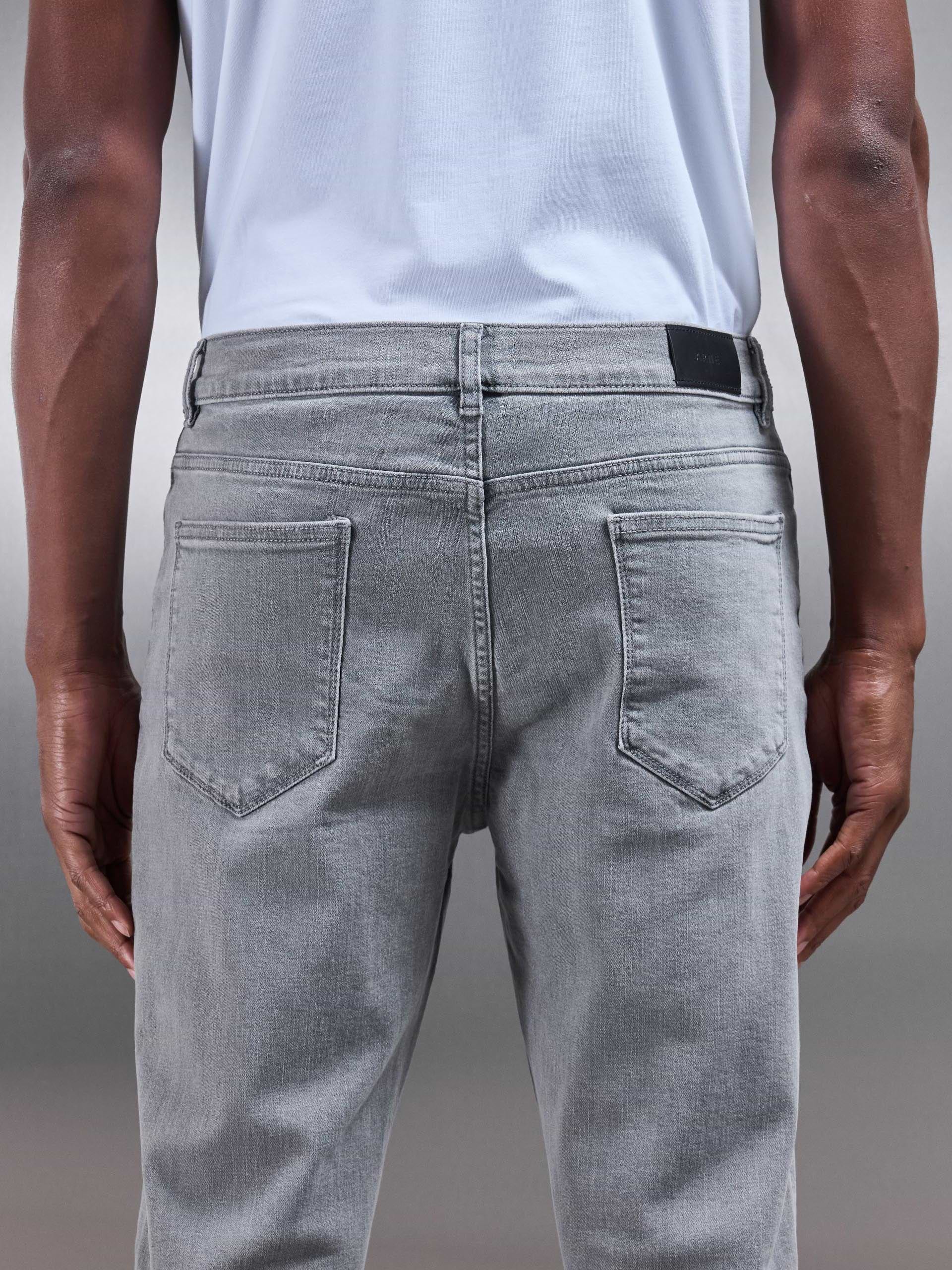 Slim Fit Denim Jeans in Solid Grey