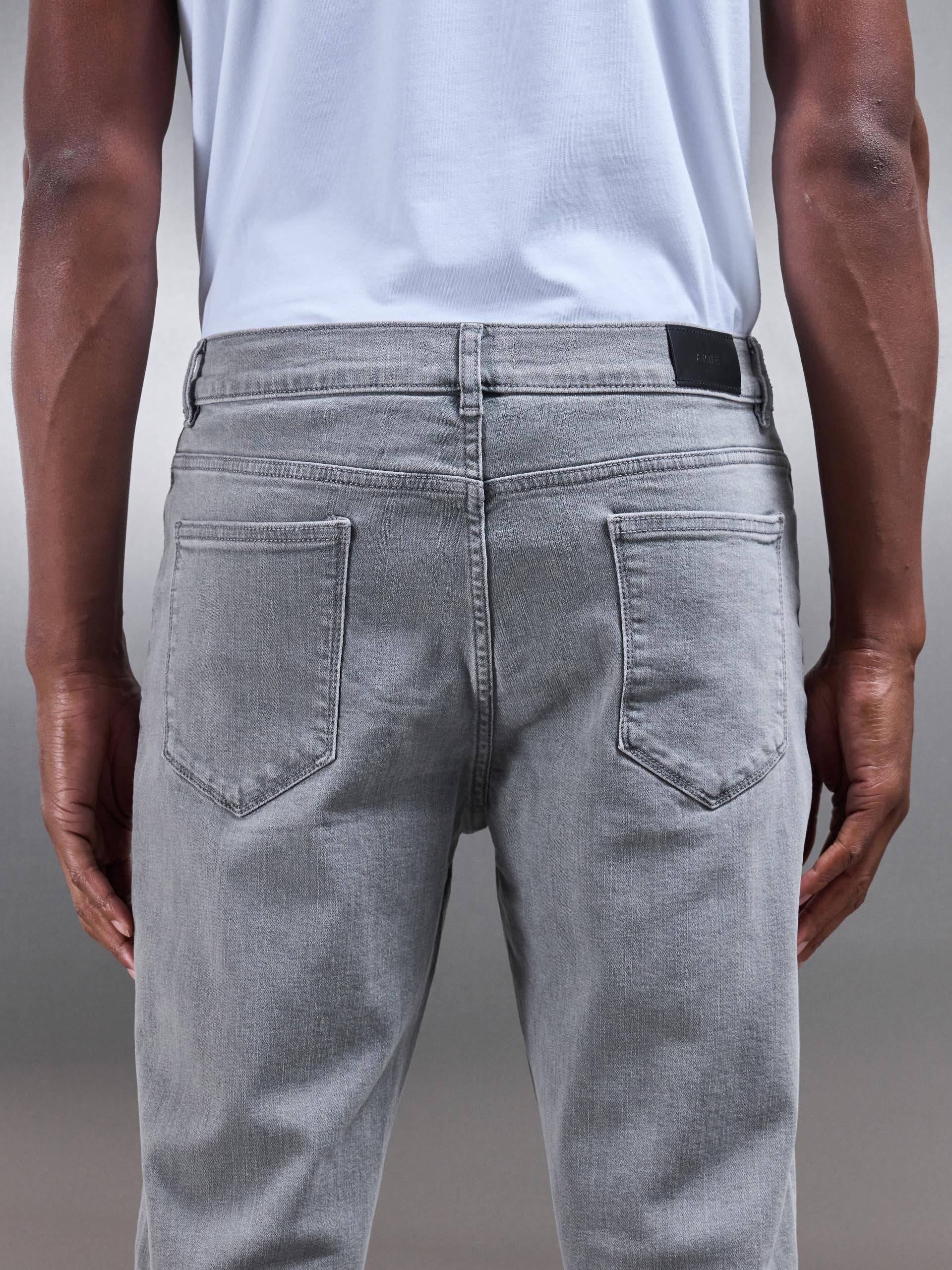 Mens Slim Fit Denim Jeans in Solid Grey