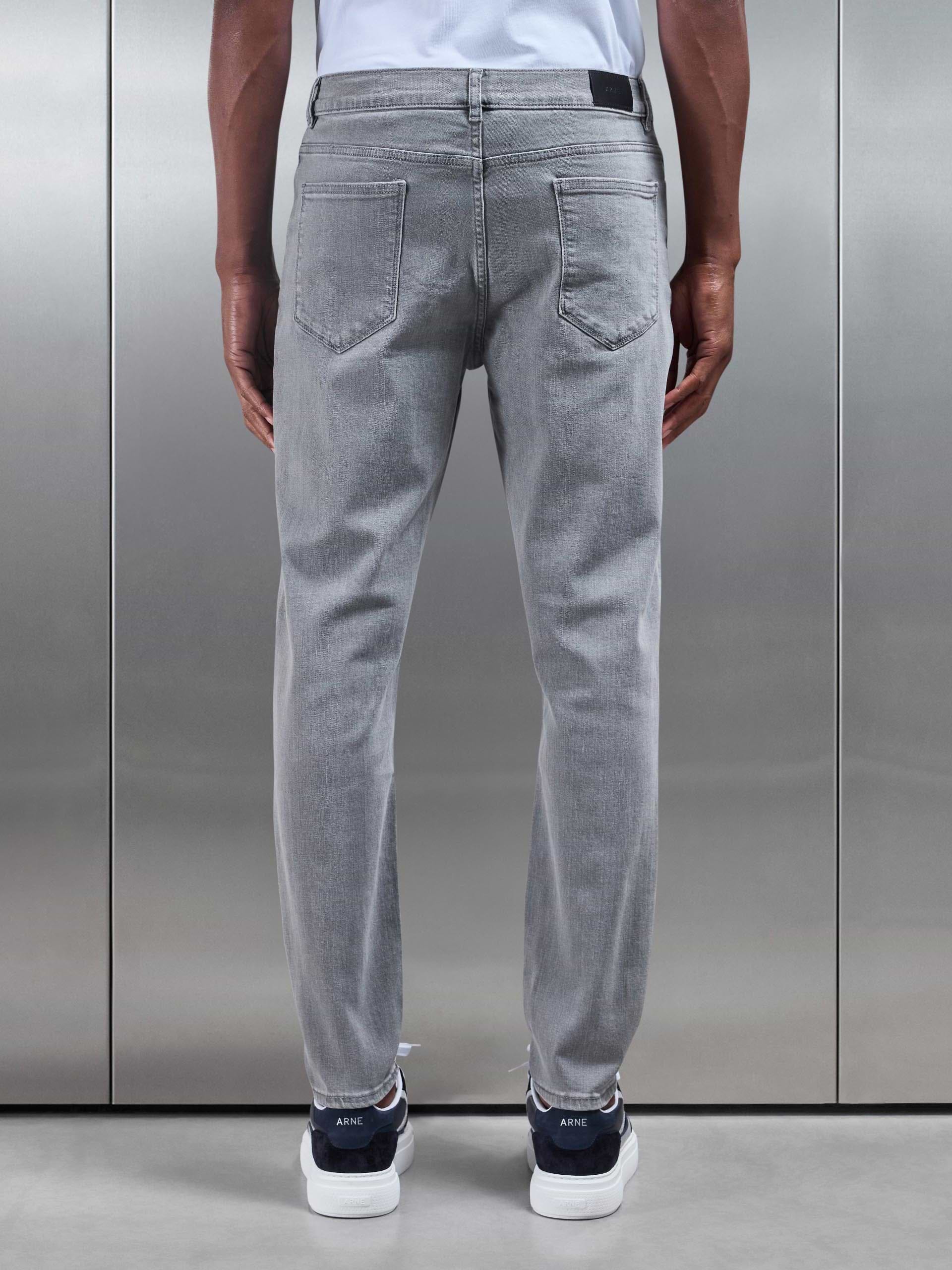 Slim Fit Denim Jeans in Solid Grey