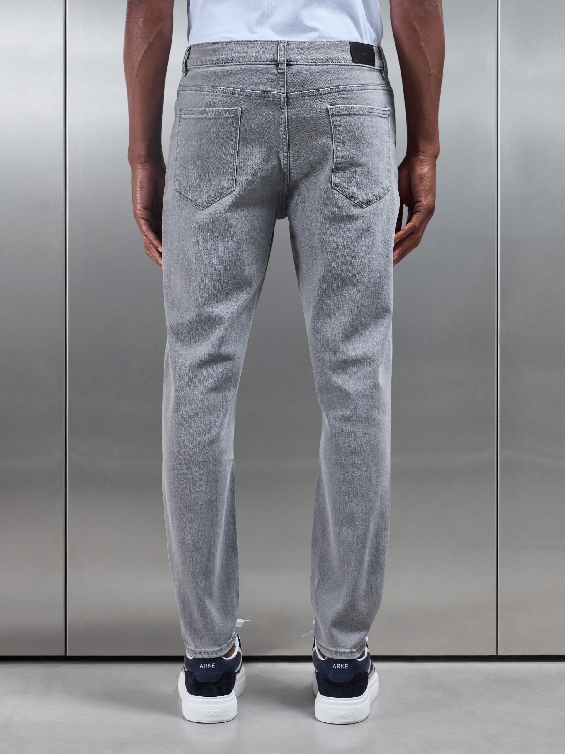 Mens Slim Fit Denim Jeans in Solid Grey