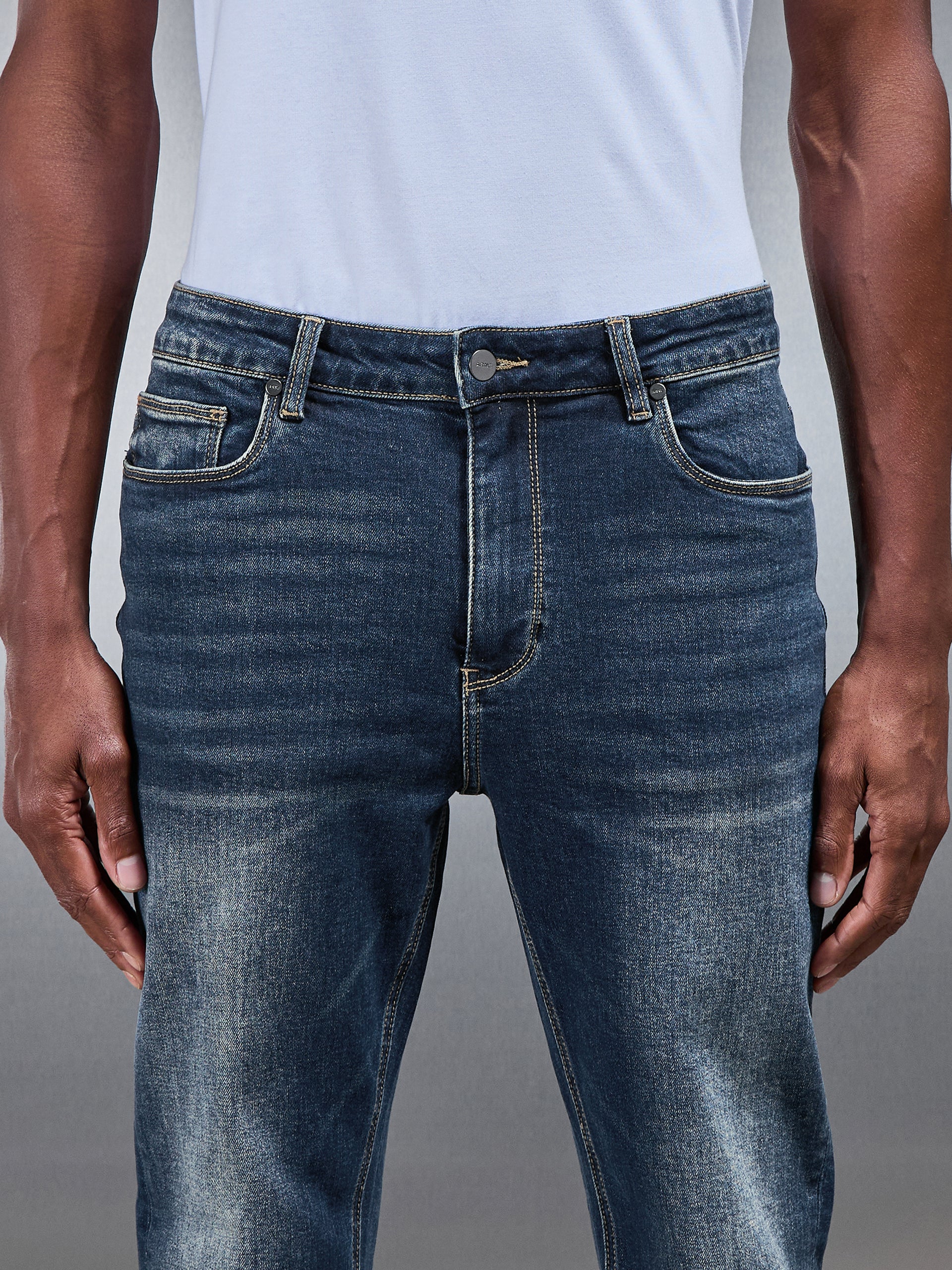 Mens Slim Fit Denim Jeans in Vintage Blue