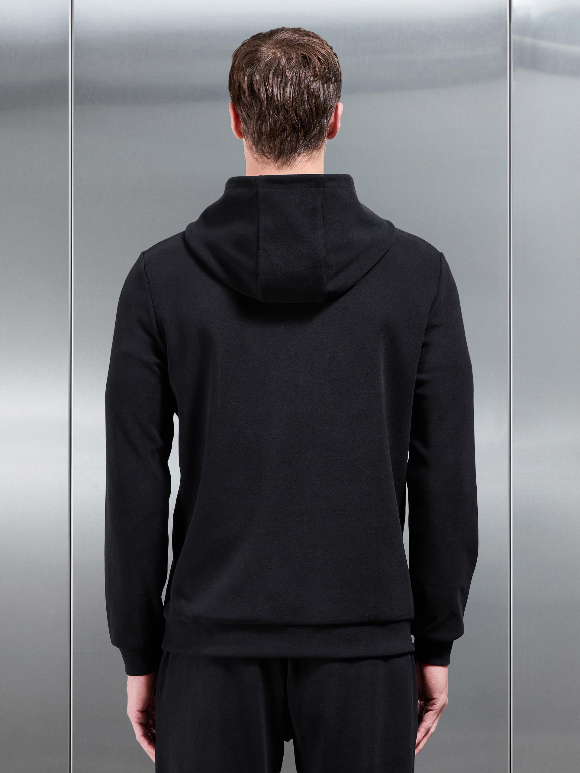 Mens Slim Fit Knitted Hoodie in Black