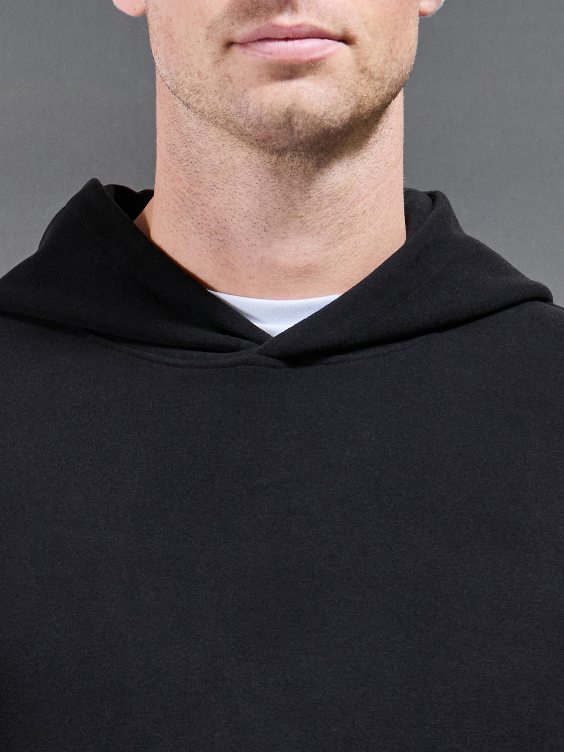 Mens Slim Fit Knitted Hoodie in Black