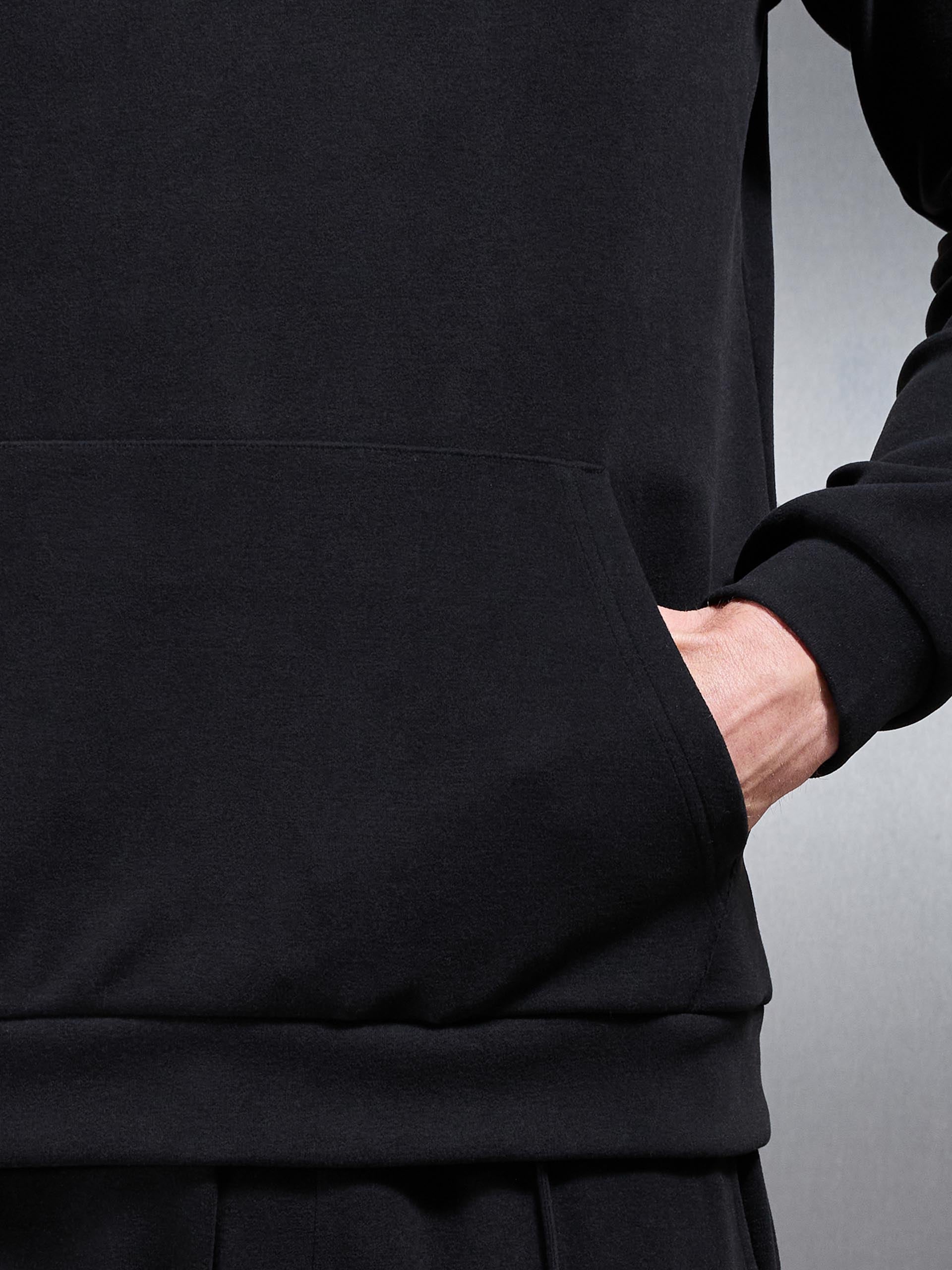 Mens Slim Fit Knitted Hoodie in Black