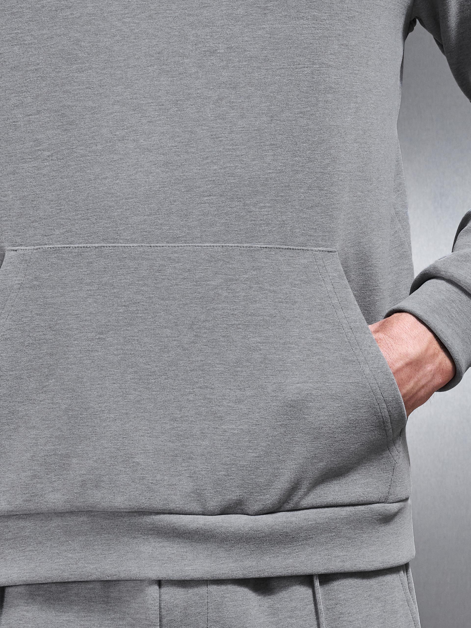 Mens Slim Fit Knitted Hoodie in Marl Grey