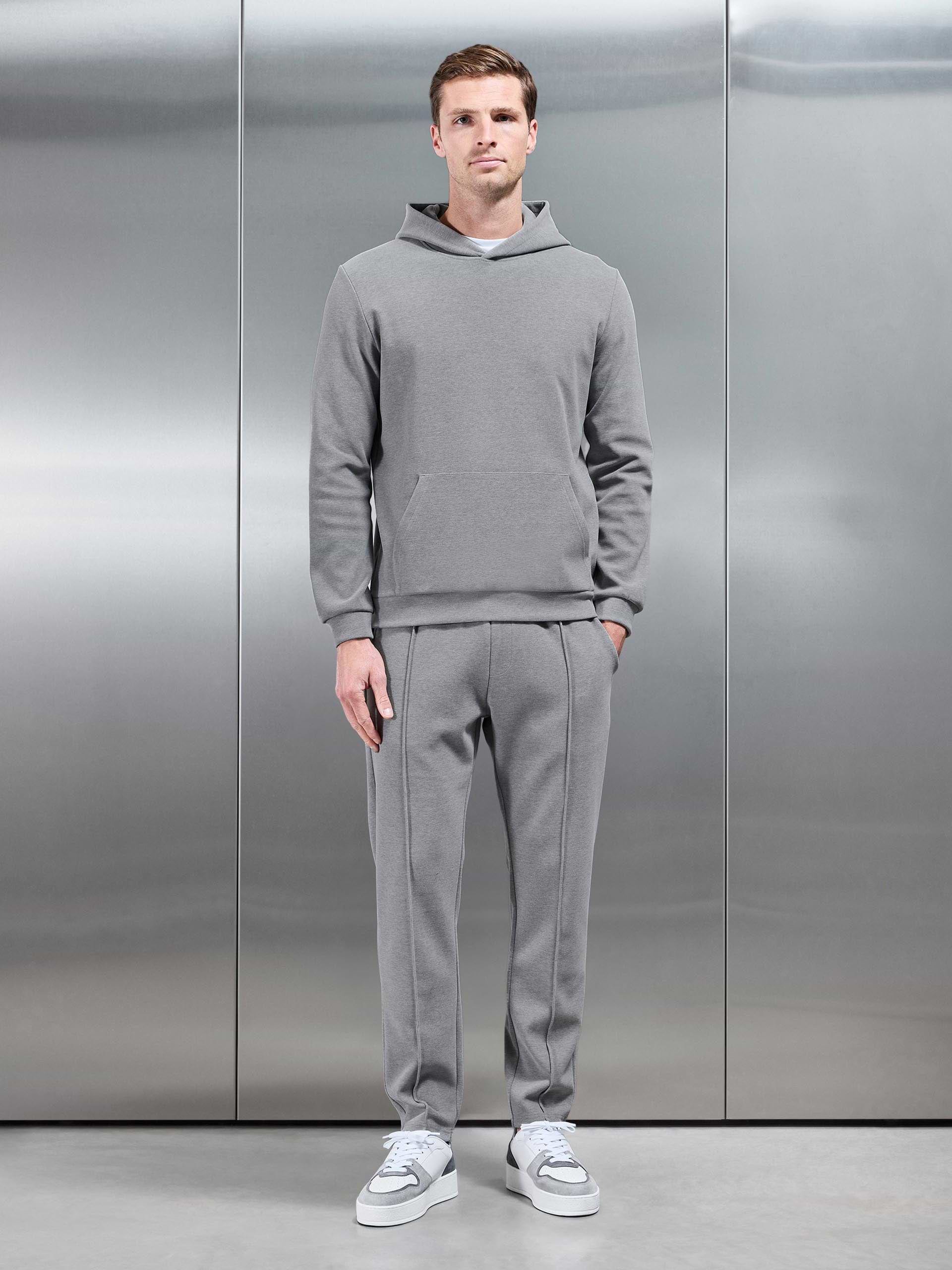 Mens Slim Fit Knitted Jogger in Marl Grey