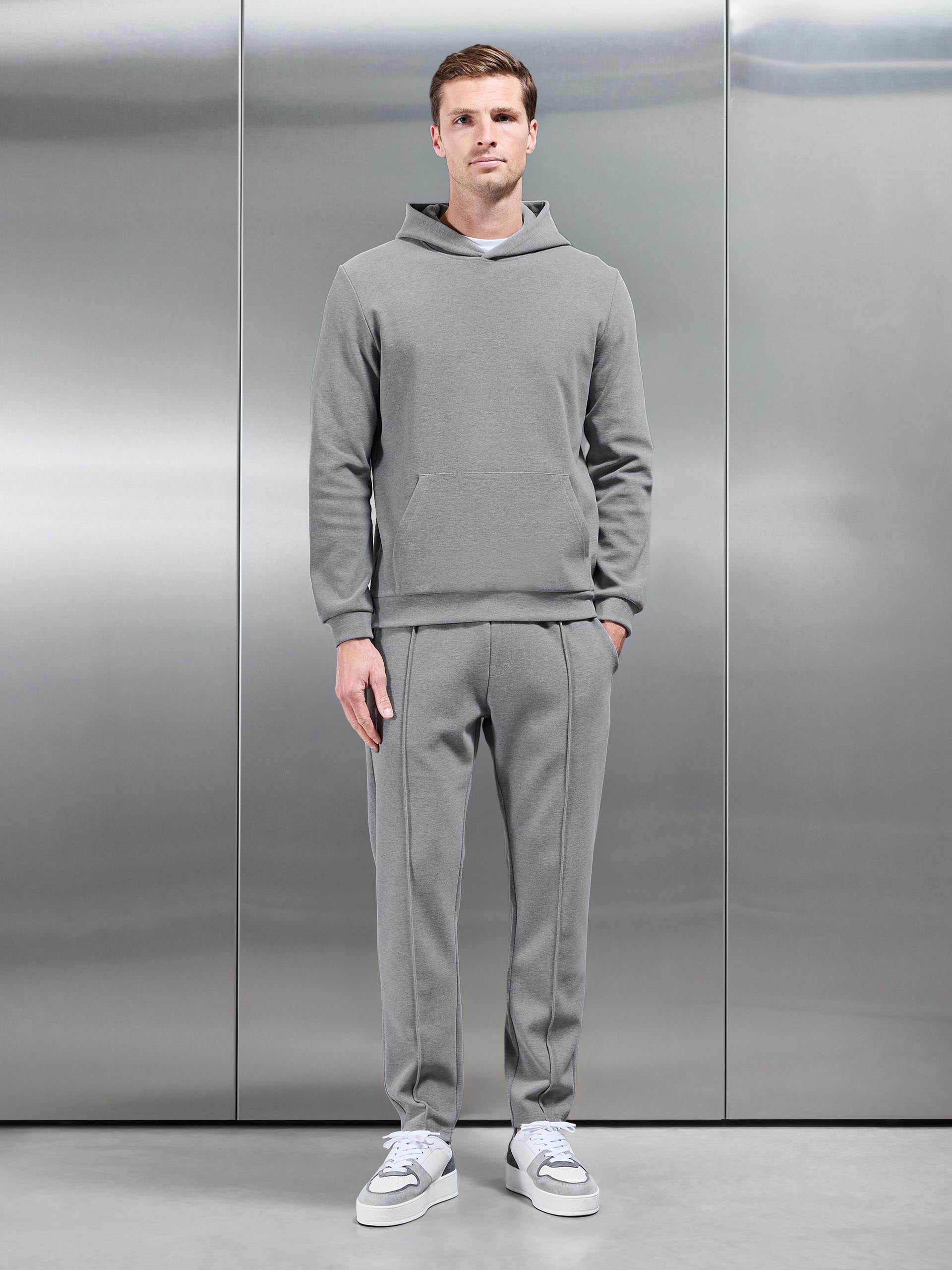 Mens Slim Fit Knitted Jogger in Marl Grey