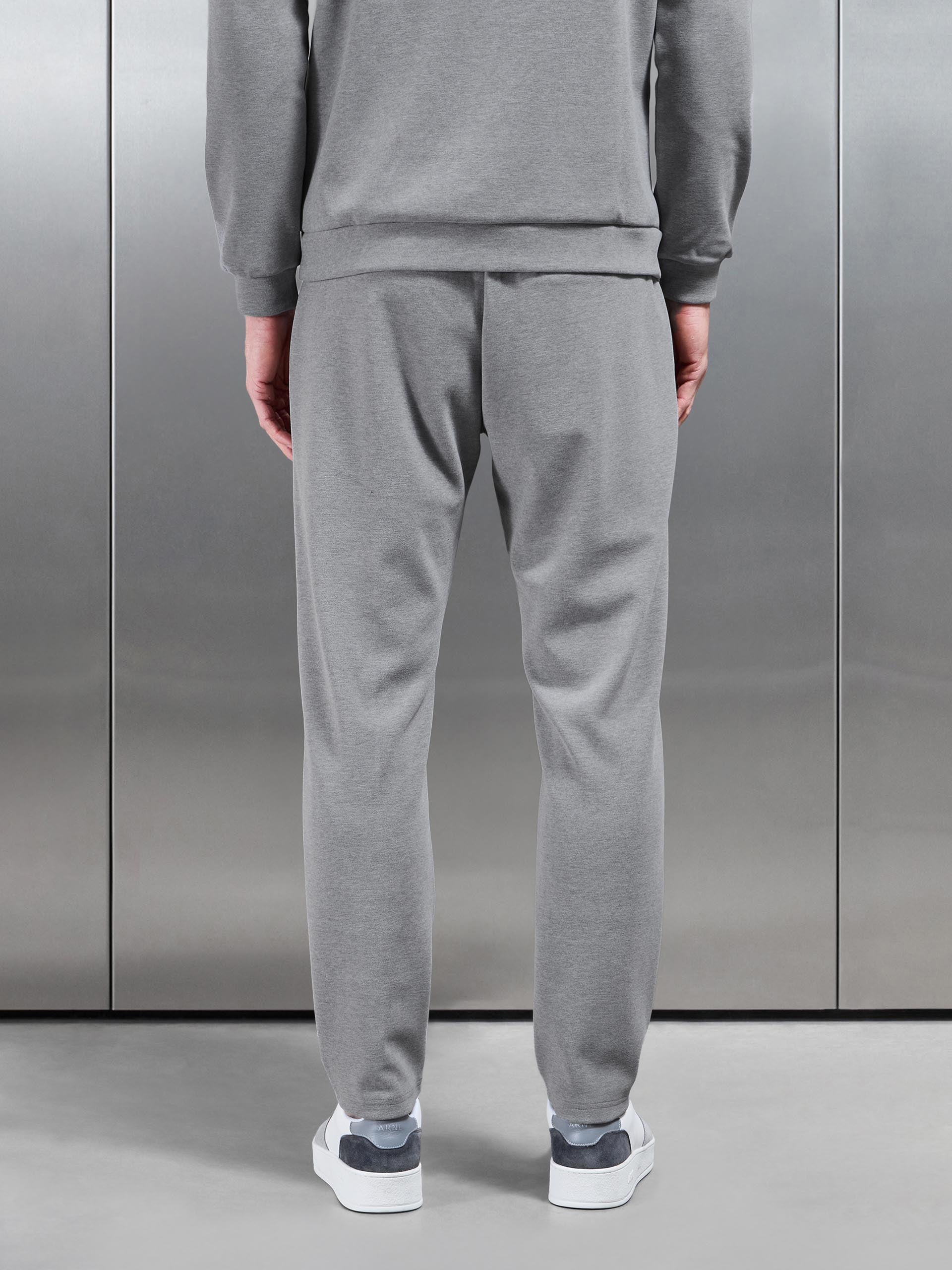 Mens Slim Fit Knitted Jogger in Marl Grey