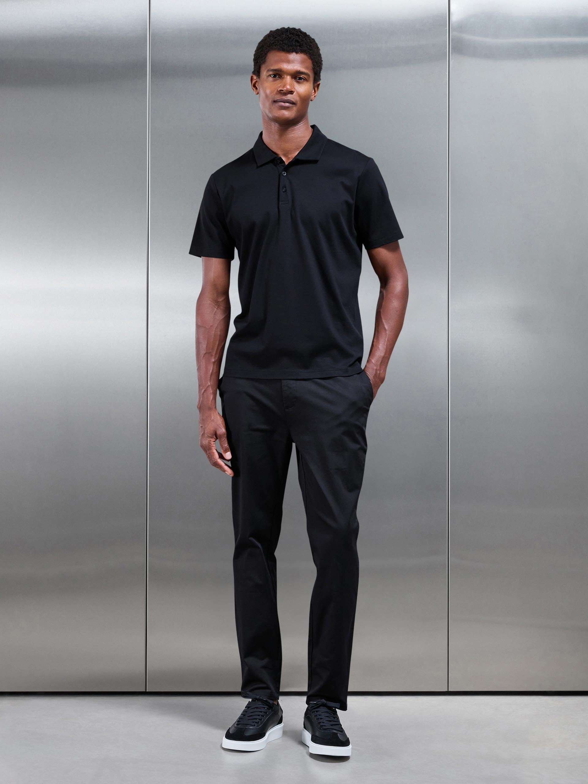 Mens Slim Fit Tailored Chino Trouser in Black