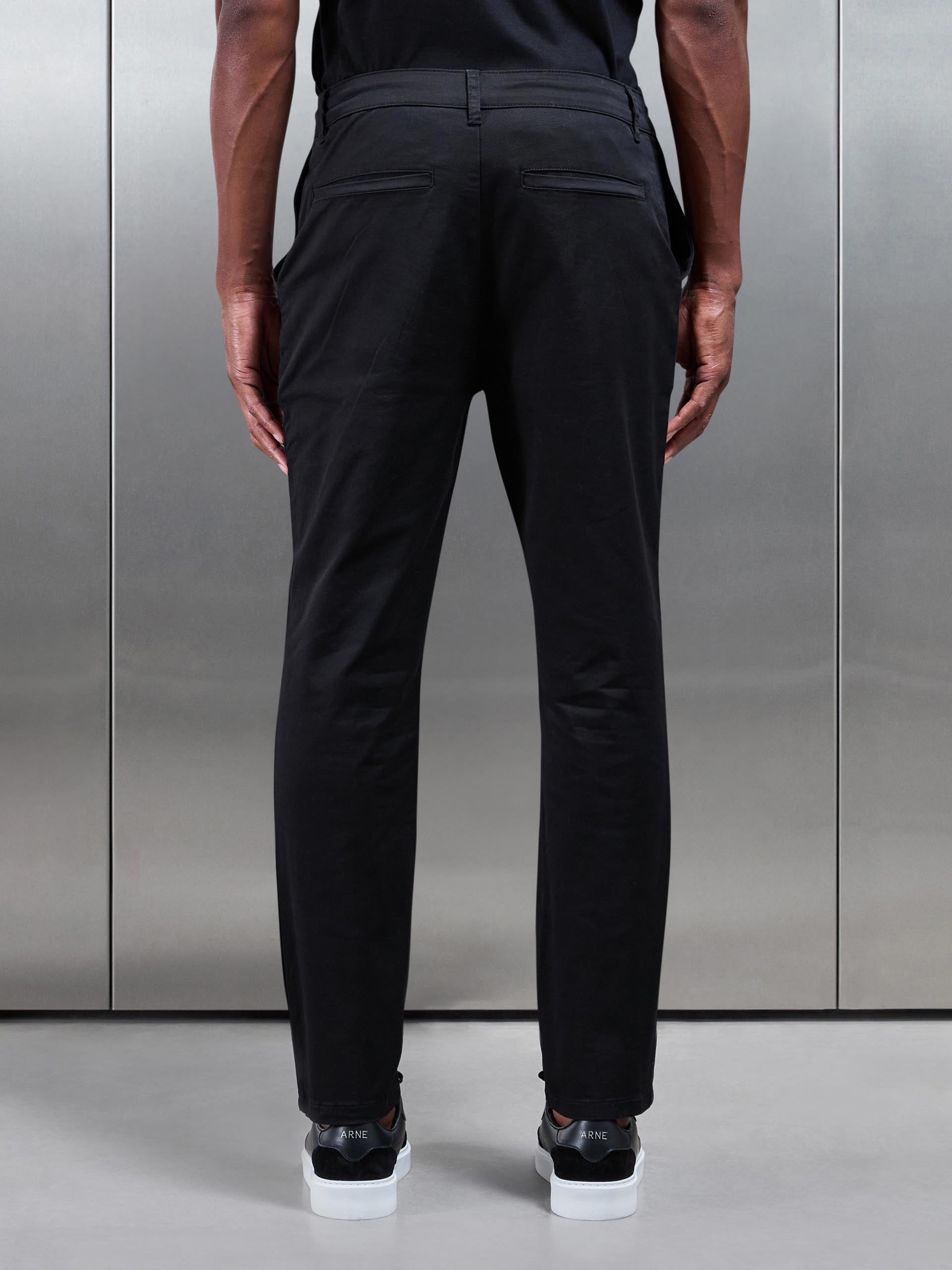 Mens Slim Fit Tailored Chino Trouser in Black