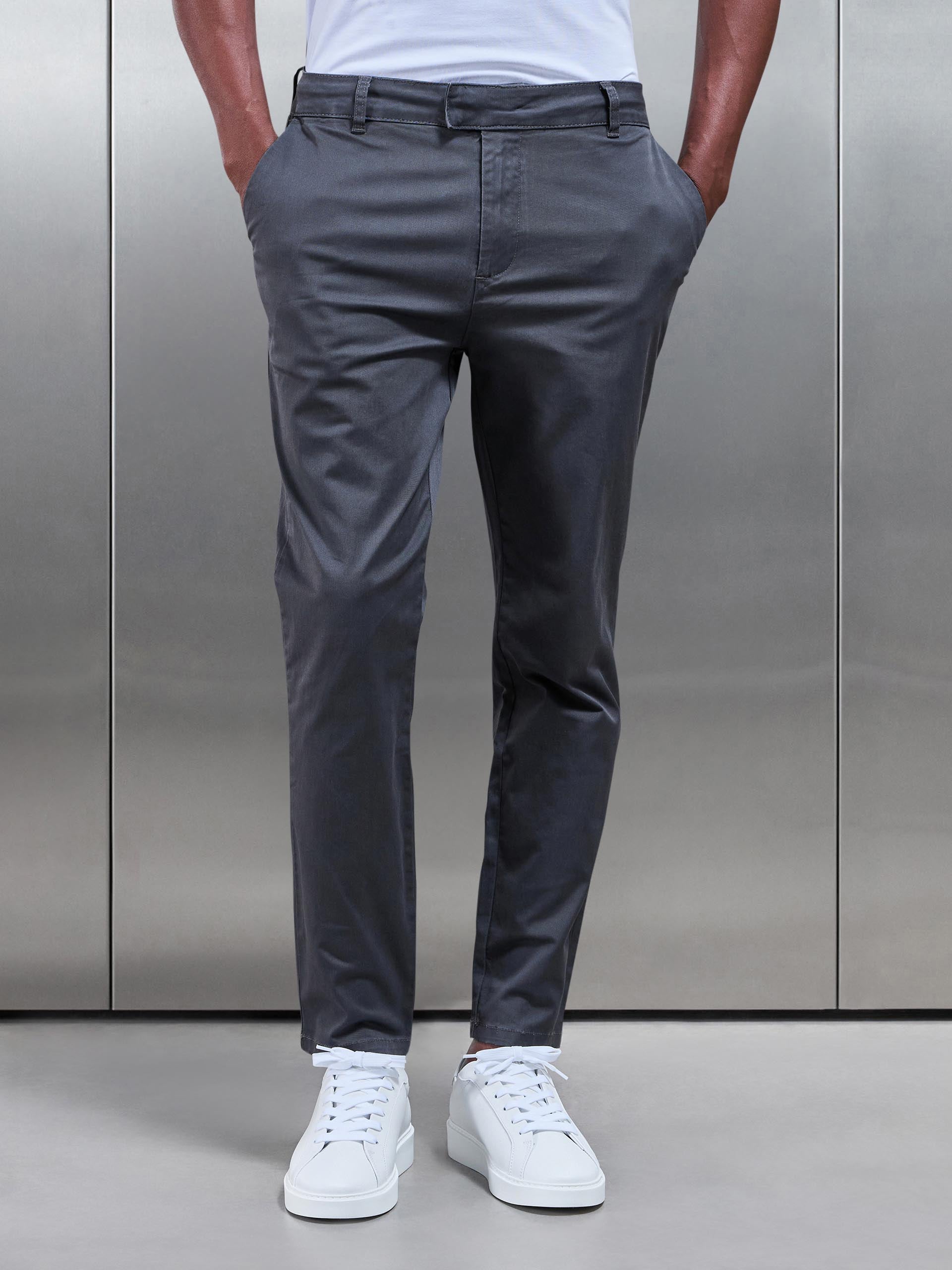 Mens Slim Fit Tailored Chino Trouser in Grey