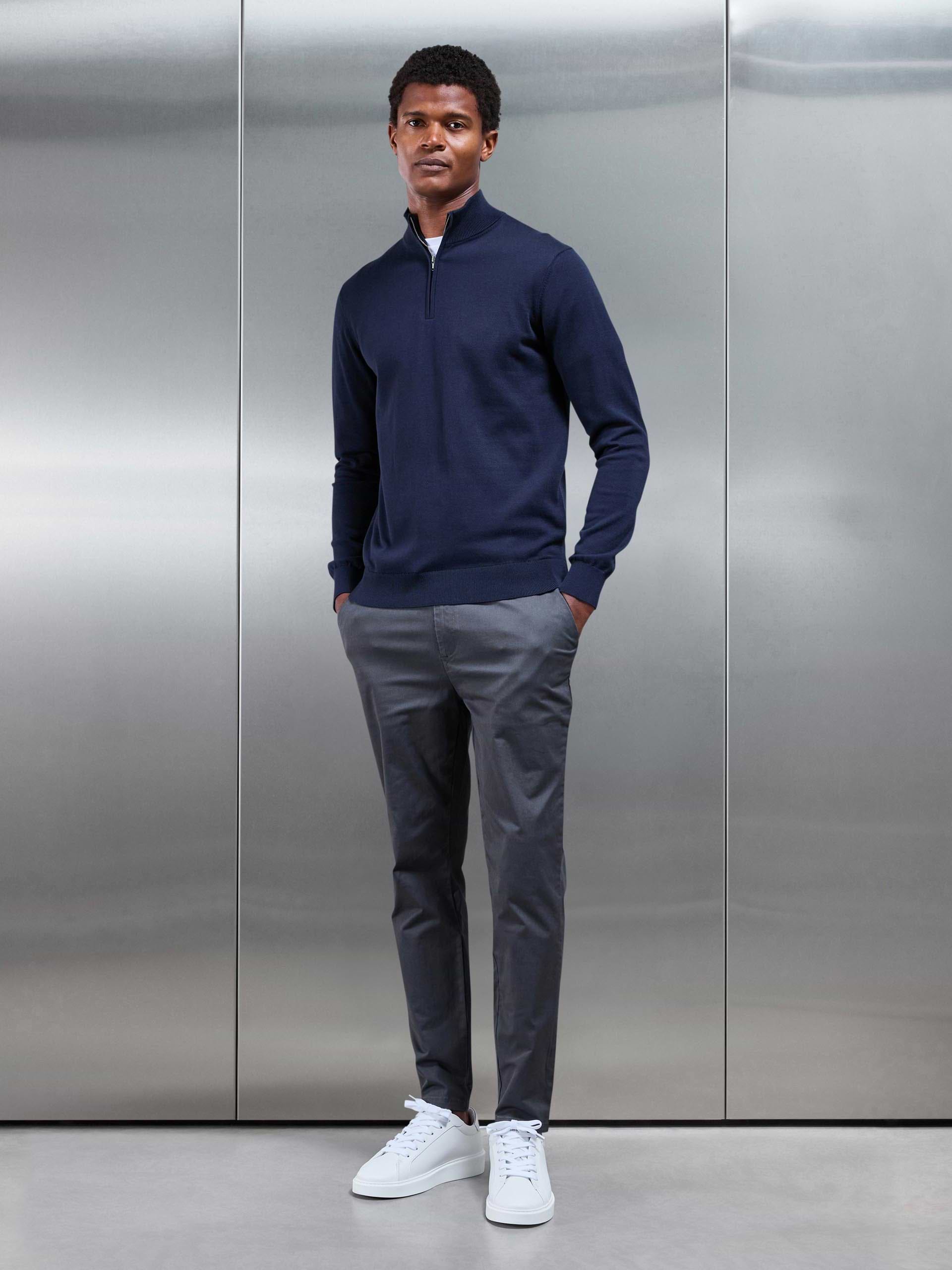Mens Slim Fit Tailored Chino Trouser in Grey