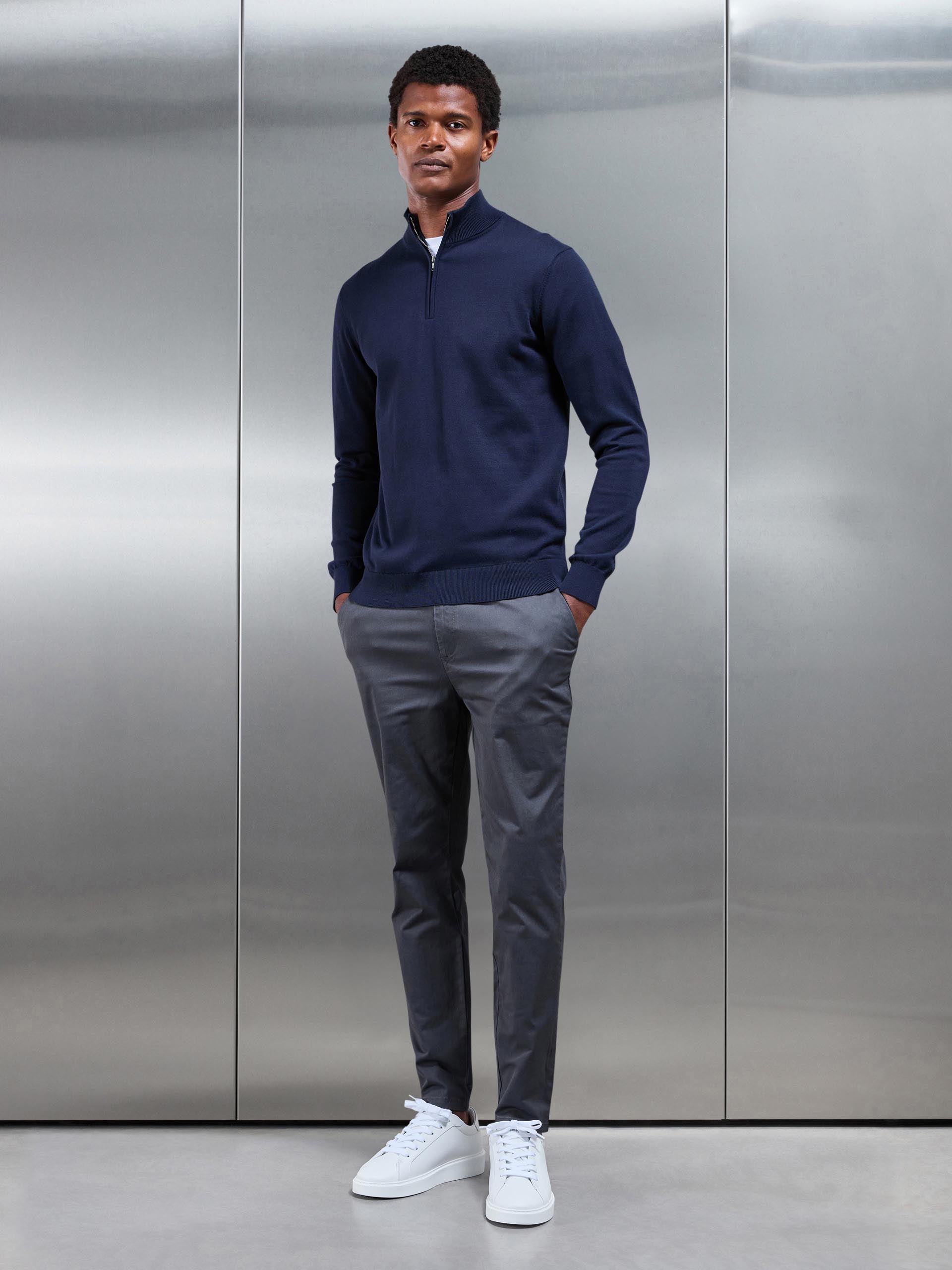 Mens Slim Fit Tailored Chino Trouser in Grey