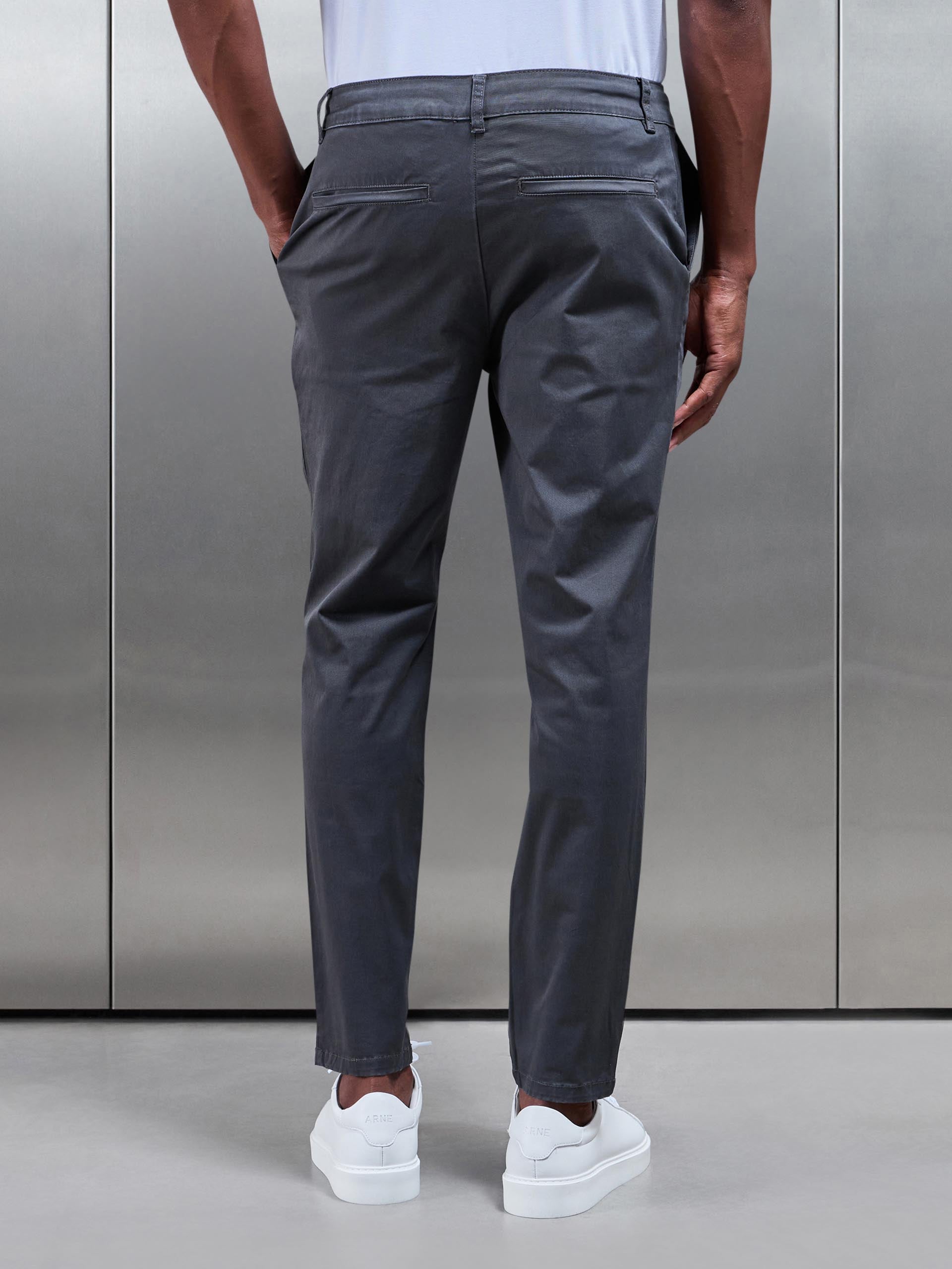 Mens Slim Fit Tailored Chino Trouser in Grey