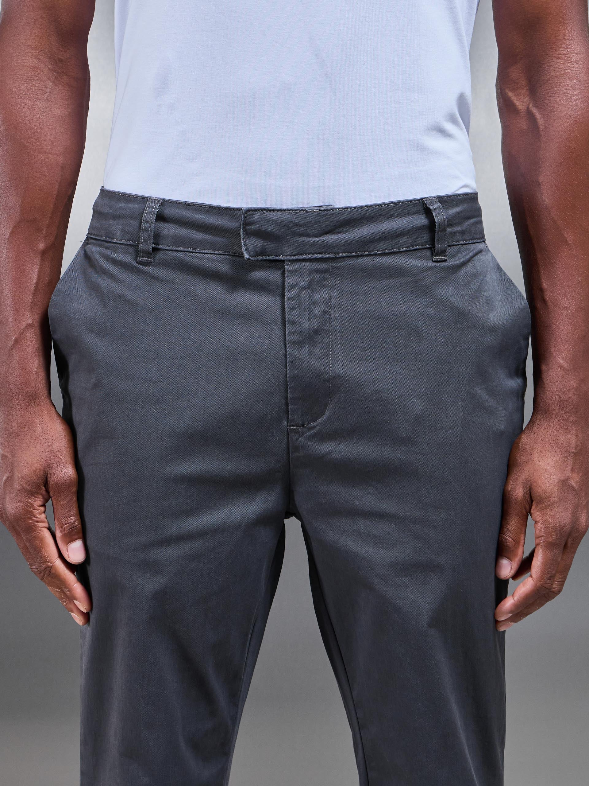 Mens Slim Fit Tailored Chino Trouser in Grey