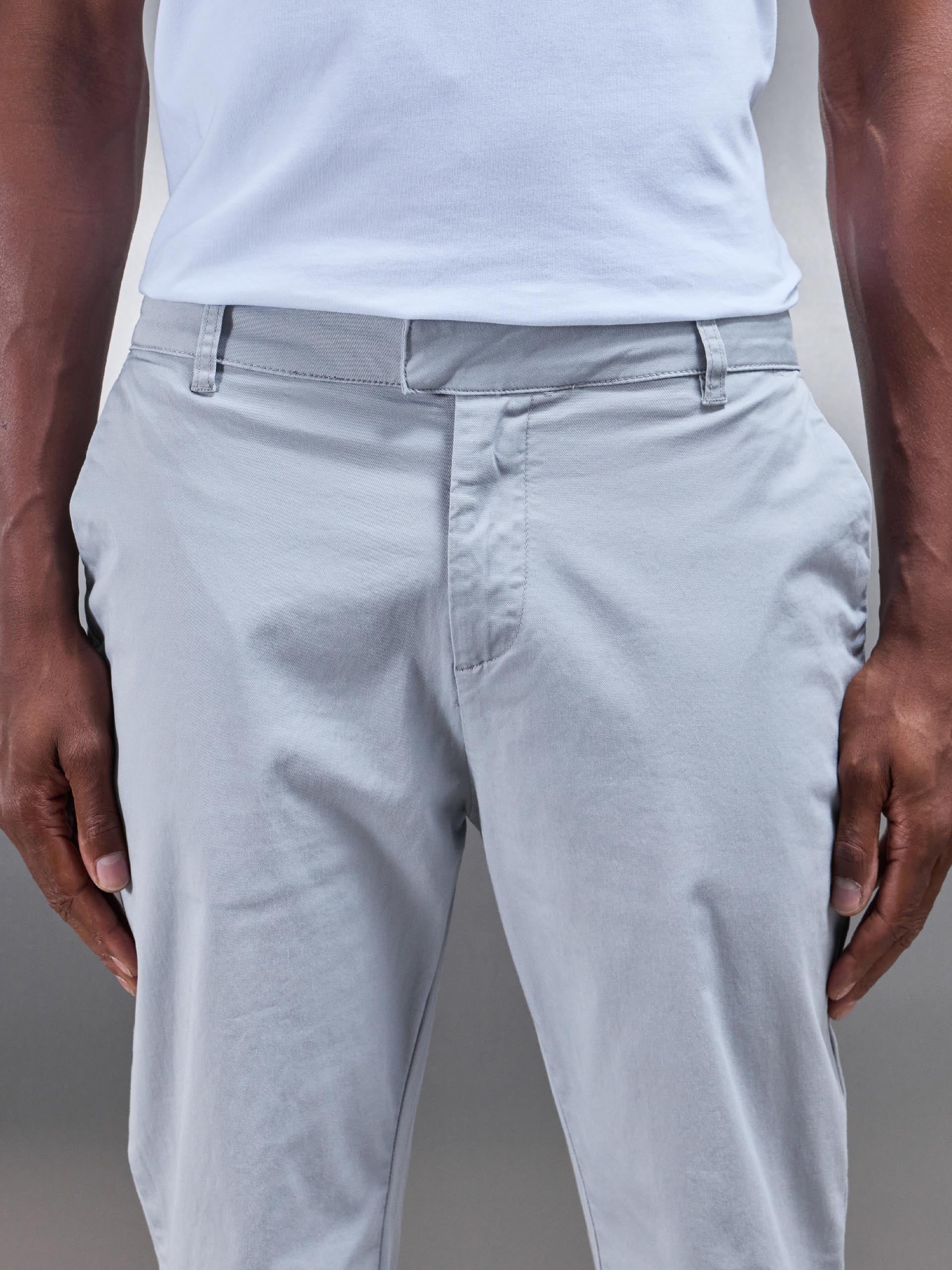 Mens Slim Fit Tailored Chino Trouser in Mid Grey