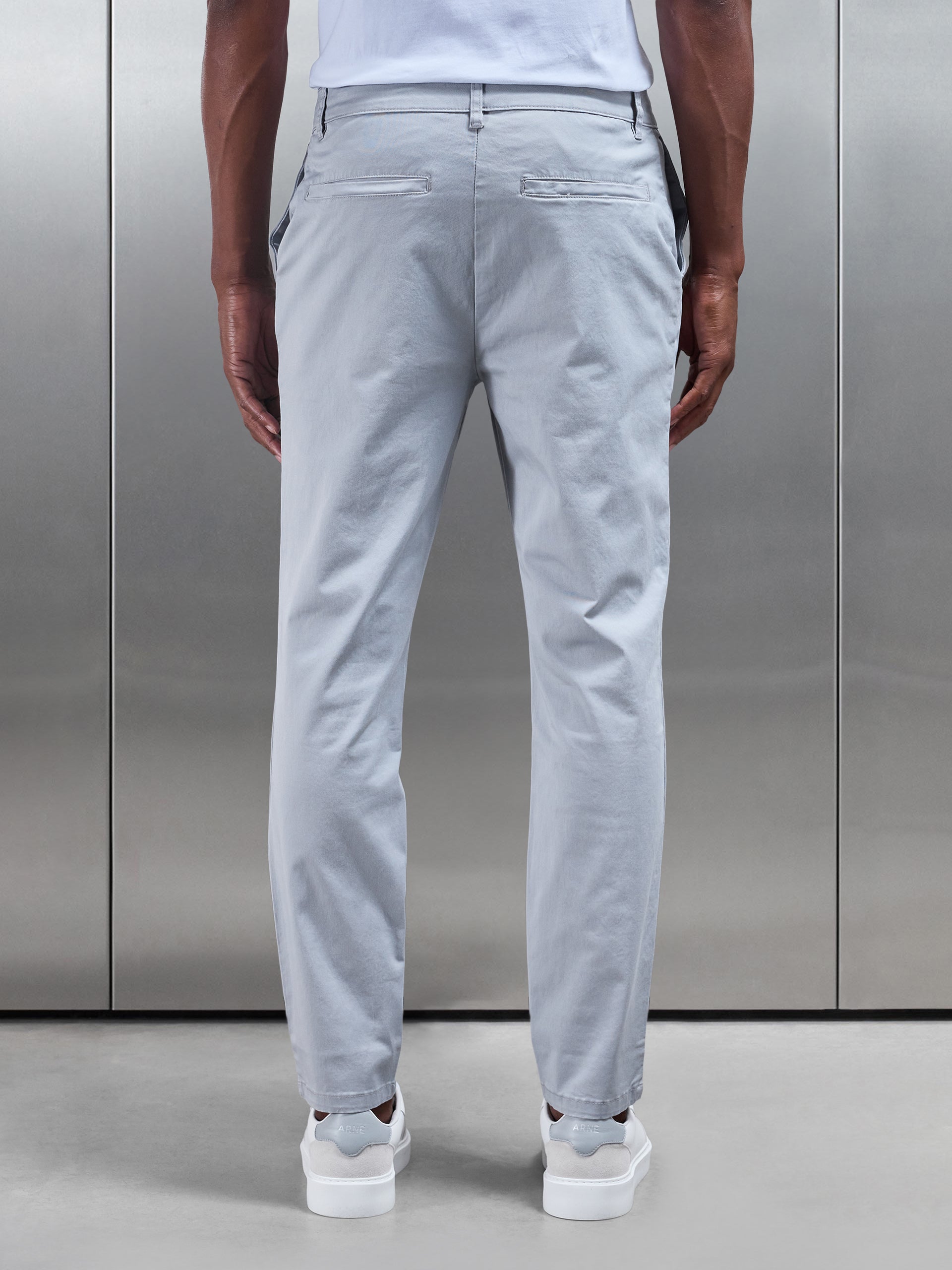 Mens Slim Fit Tailored Chino Trouser in Mid Grey