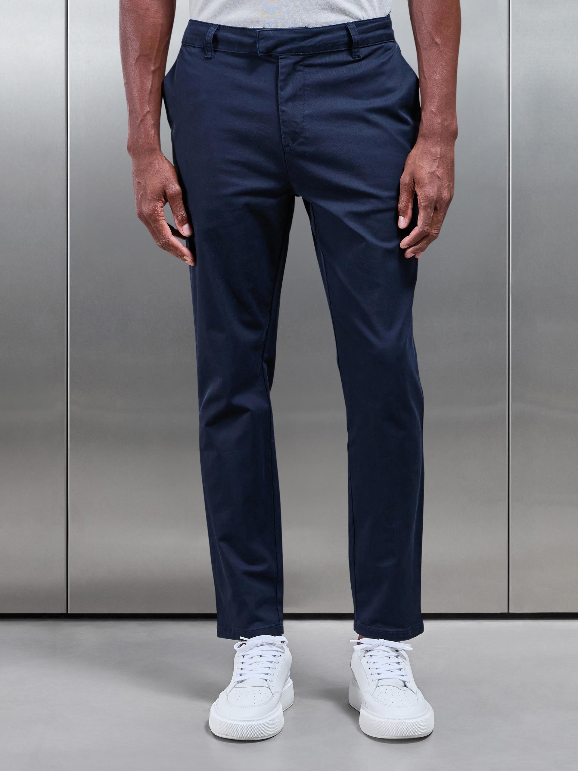 Mens Slim Fit Tailored Chino Trouser in Navy