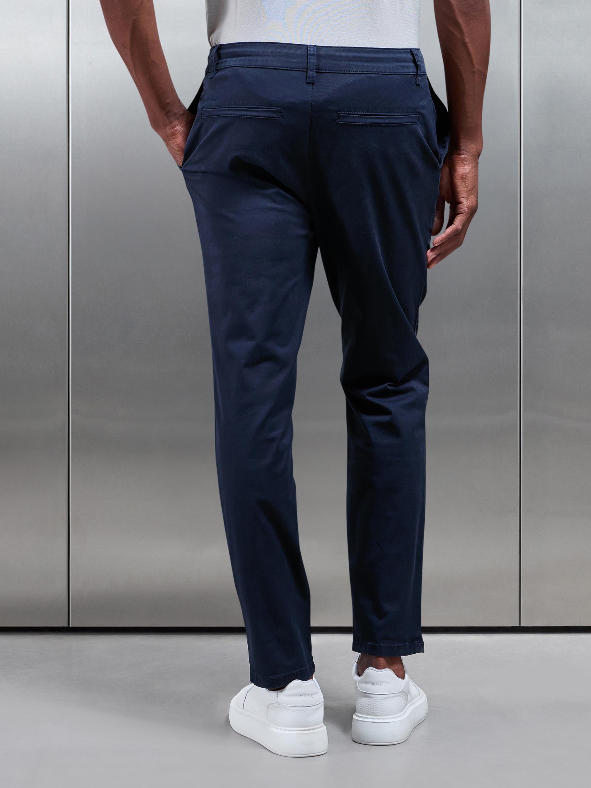 Mens Slim Fit Tailored Chino Trouser in Navy