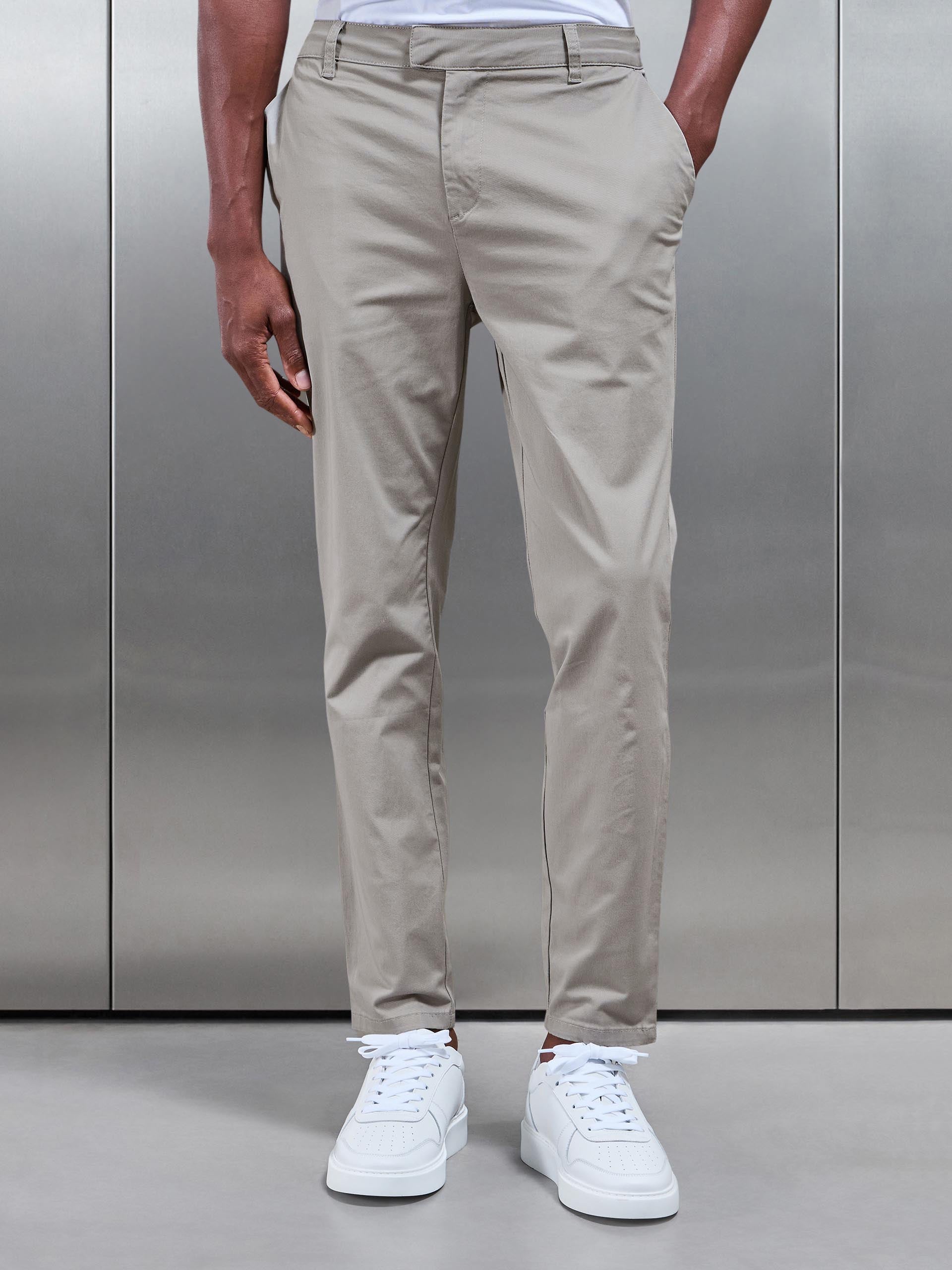 Mens Slim Fit Tailored Chino Trouser in Stone