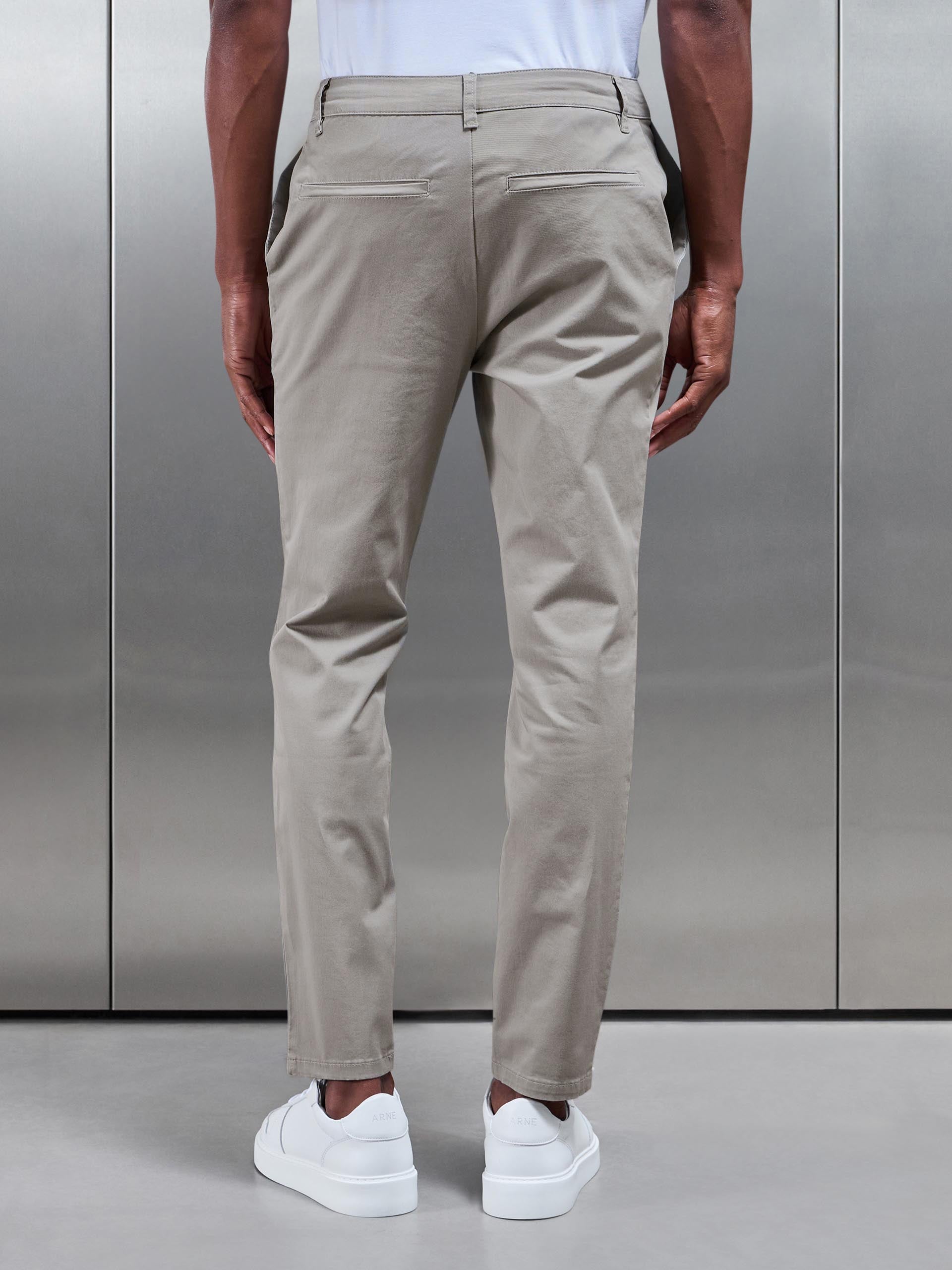 Mens Slim Fit Tailored Chino Trouser in Stone