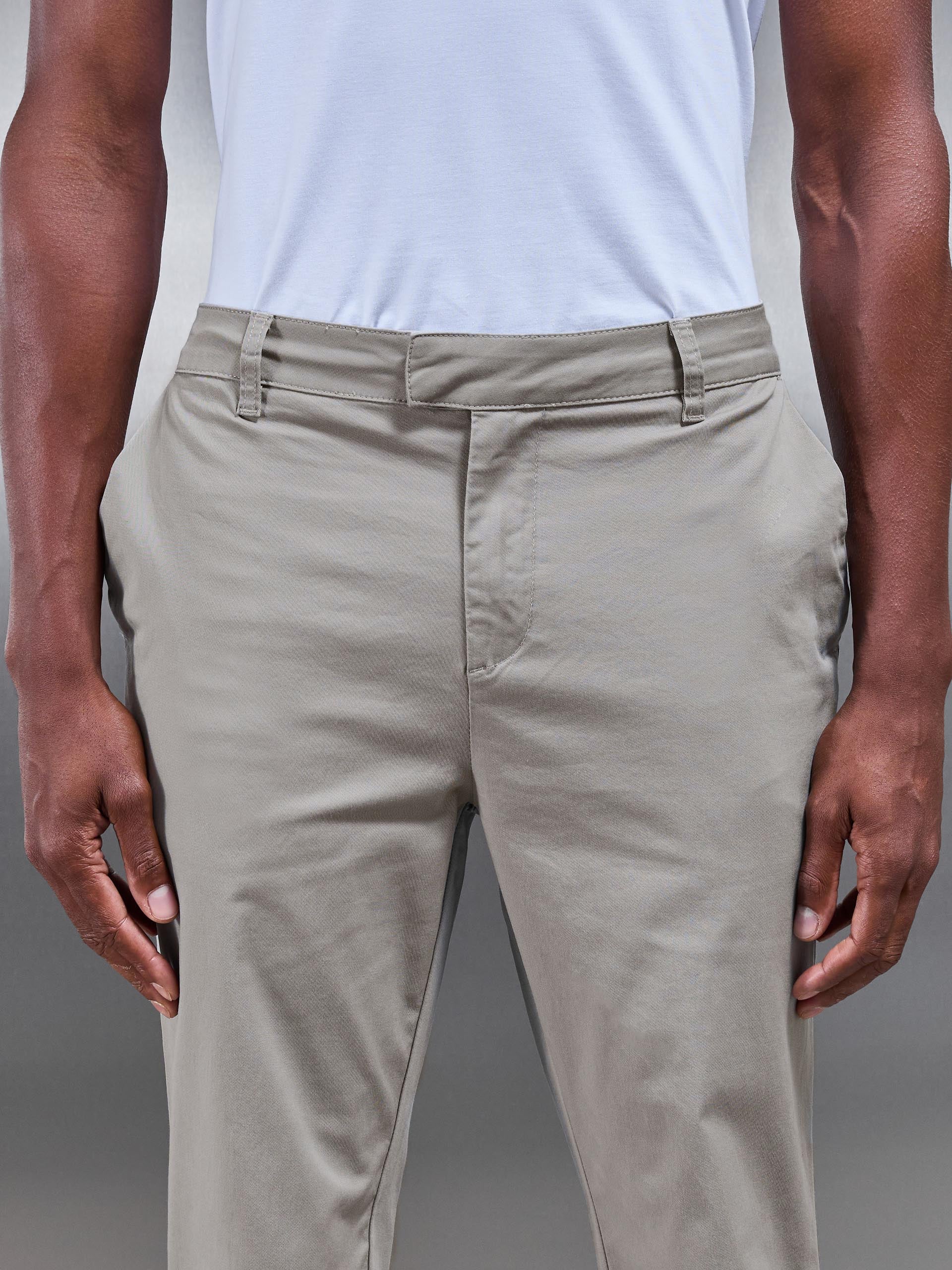 Mens Slim Fit Tailored Chino Trouser in Stone