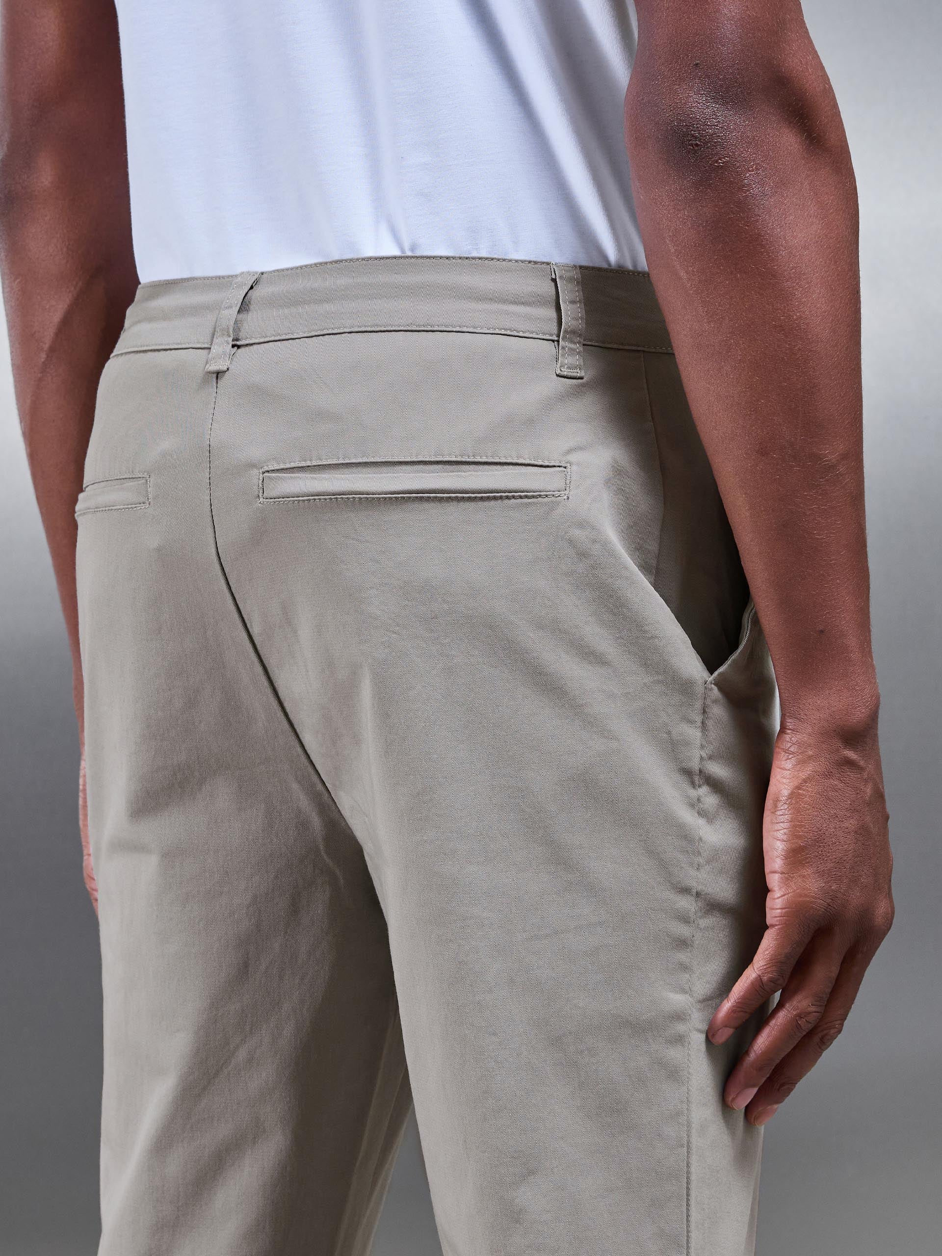 Mens Slim Fit Tailored Chino Trouser in Stone