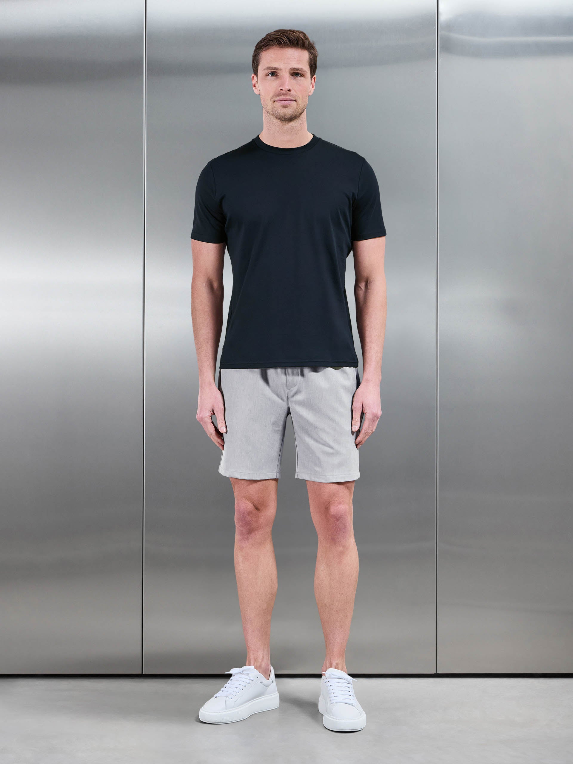 Mens Smart Drawstring Tailored Short in Stone