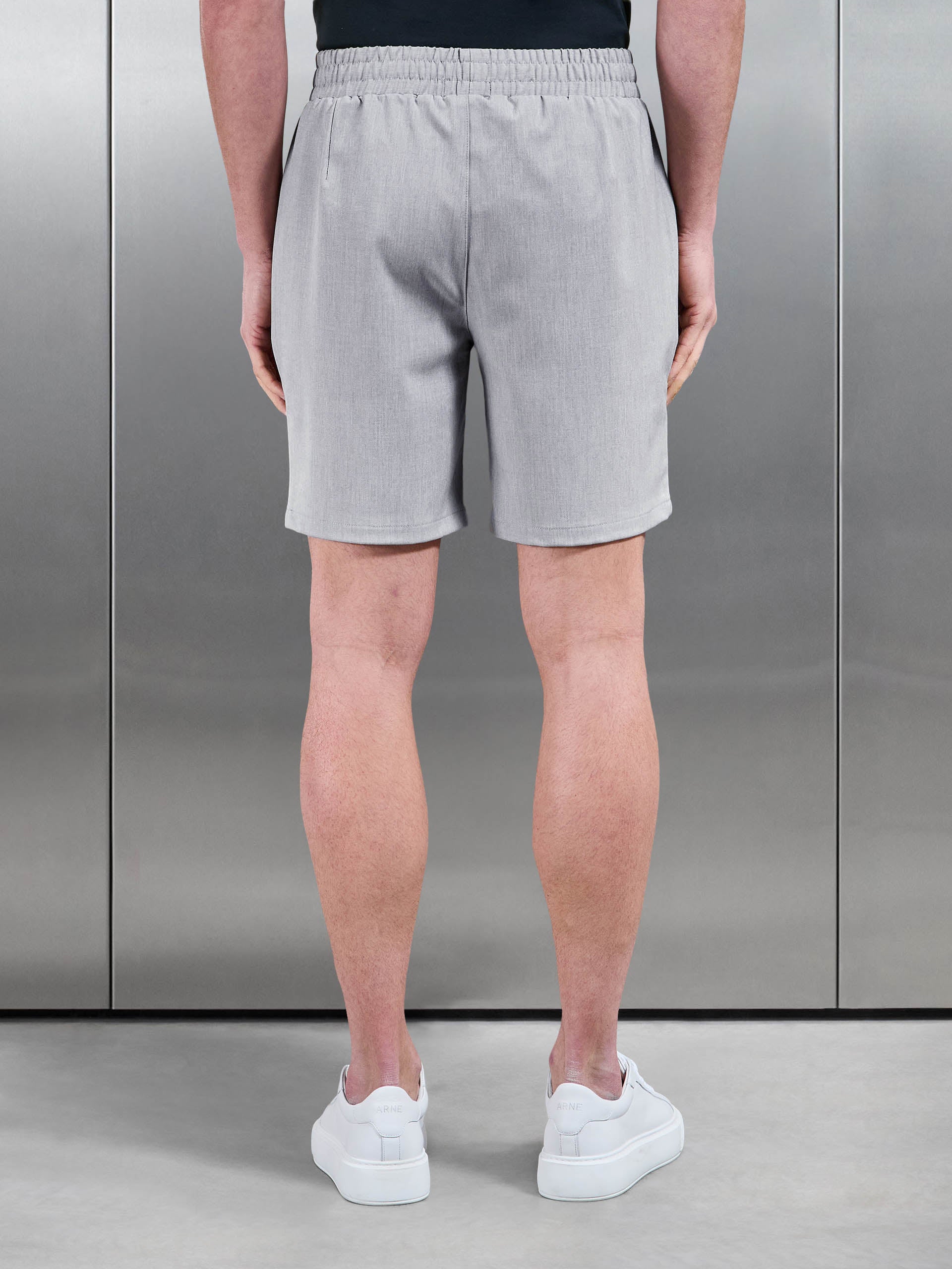 Mens Smart Drawstring Tailored Short in Stone