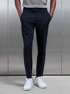 Mens Smart Tailored Drawstring Stretch Trouser in Navy