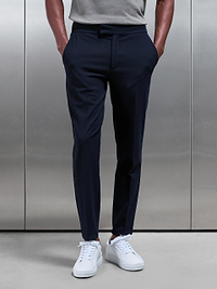 Mens Smart Tailored Drawstring Stretch Trouser in Navy