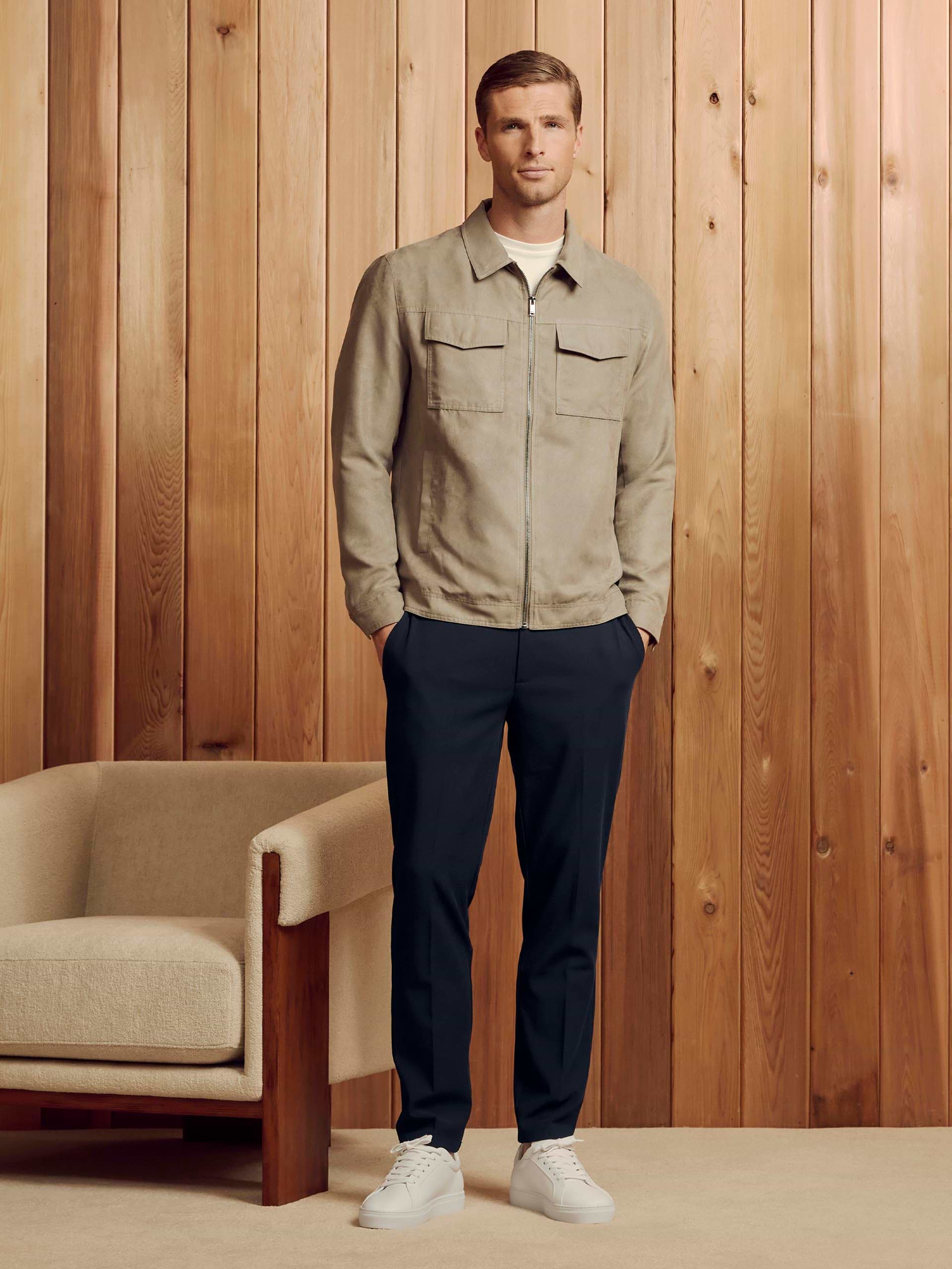 Mens Smart Tailored Drawstring Stretch Trouser in Navy