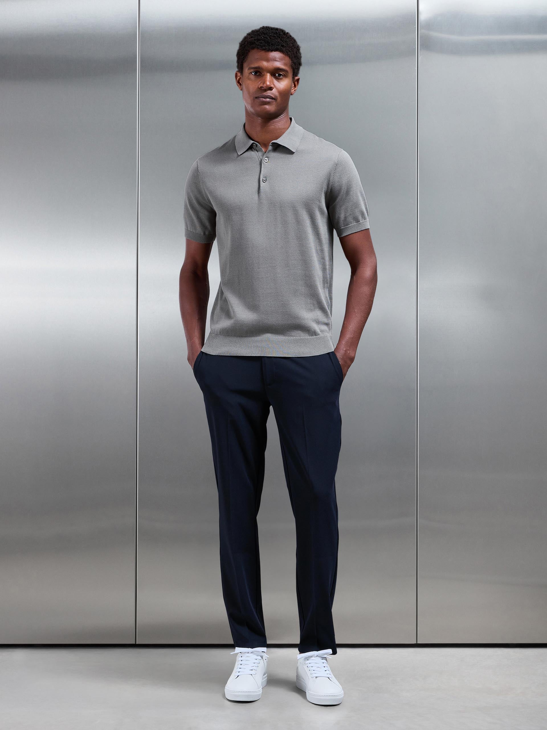 Mens Smart Tailored Drawstring Stretch Trouser in Navy