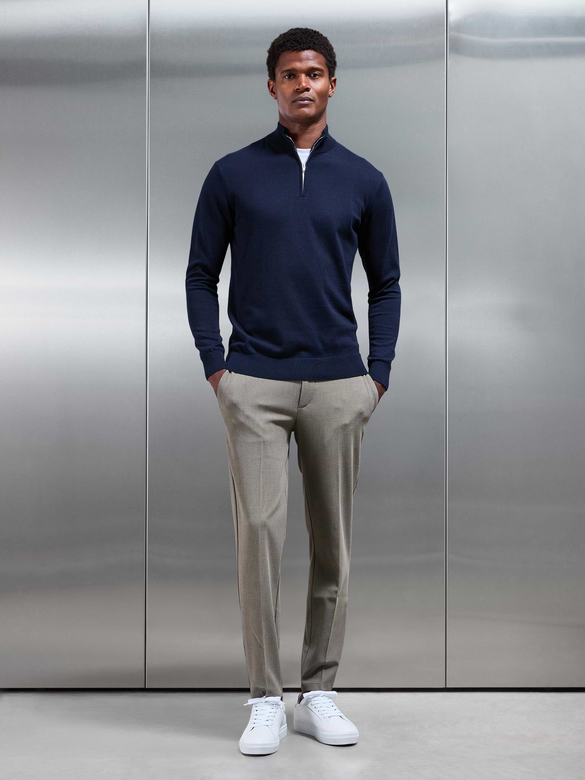 Mens Smart Tailored Drawstring Stretch Trouser in Olive