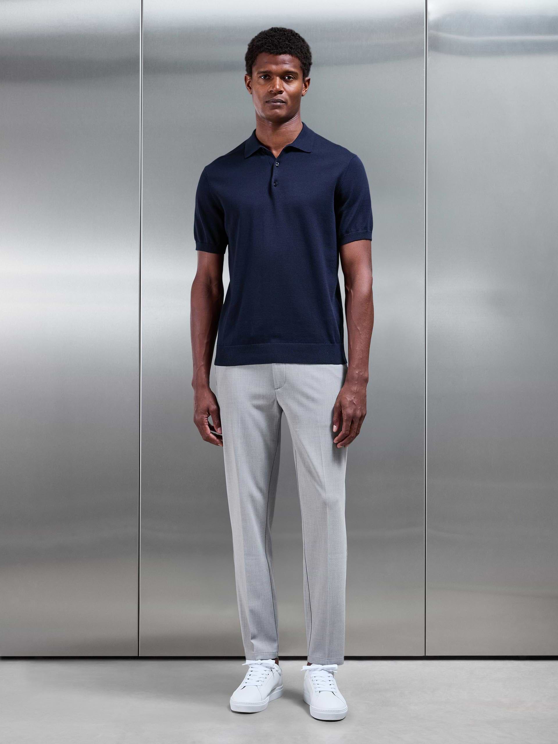 Mens Smart Tailored Drawstring Stretch Trouser in Stone