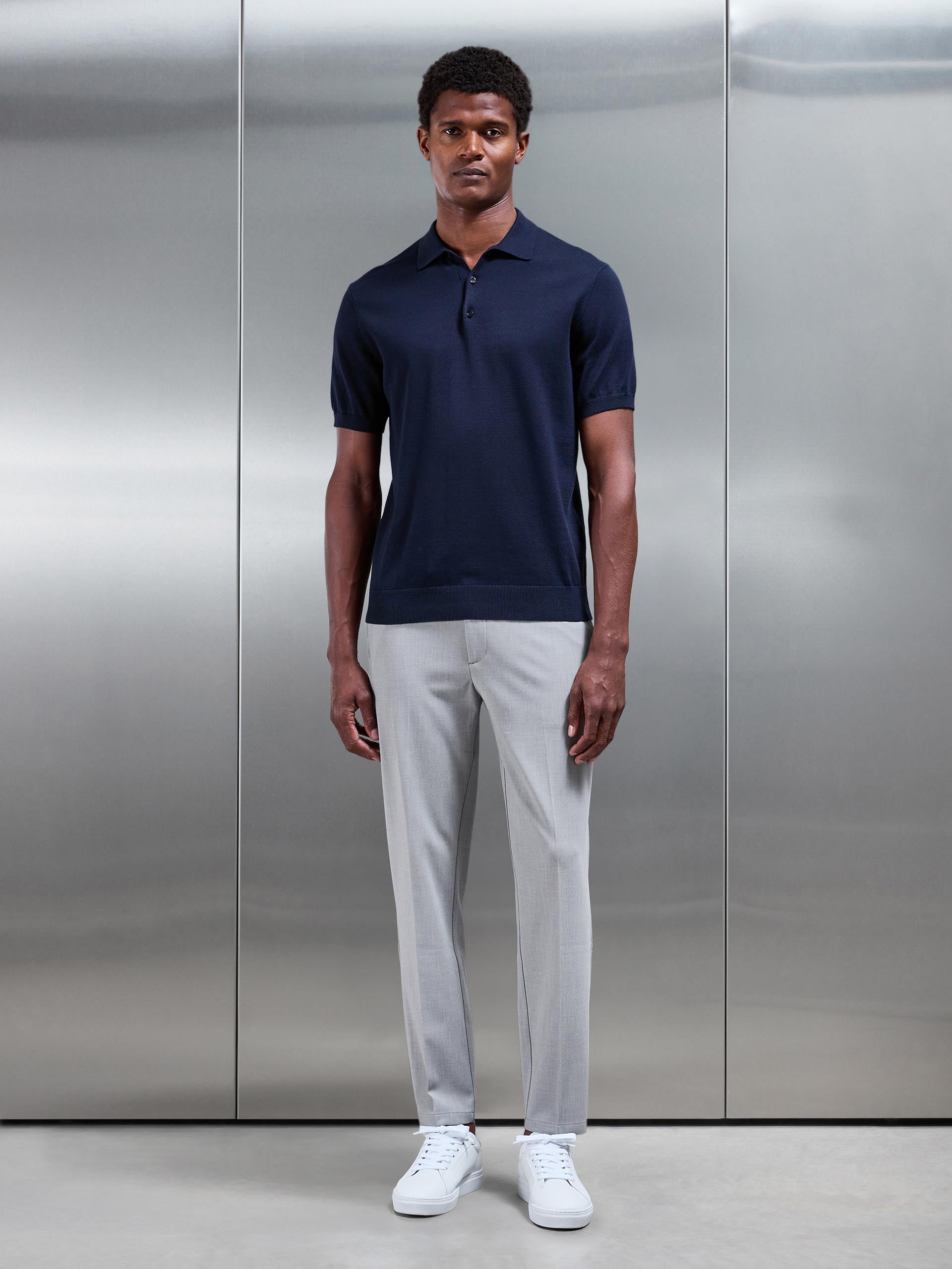 Mens Smart Tailored Drawstring Stretch Trouser in Stone