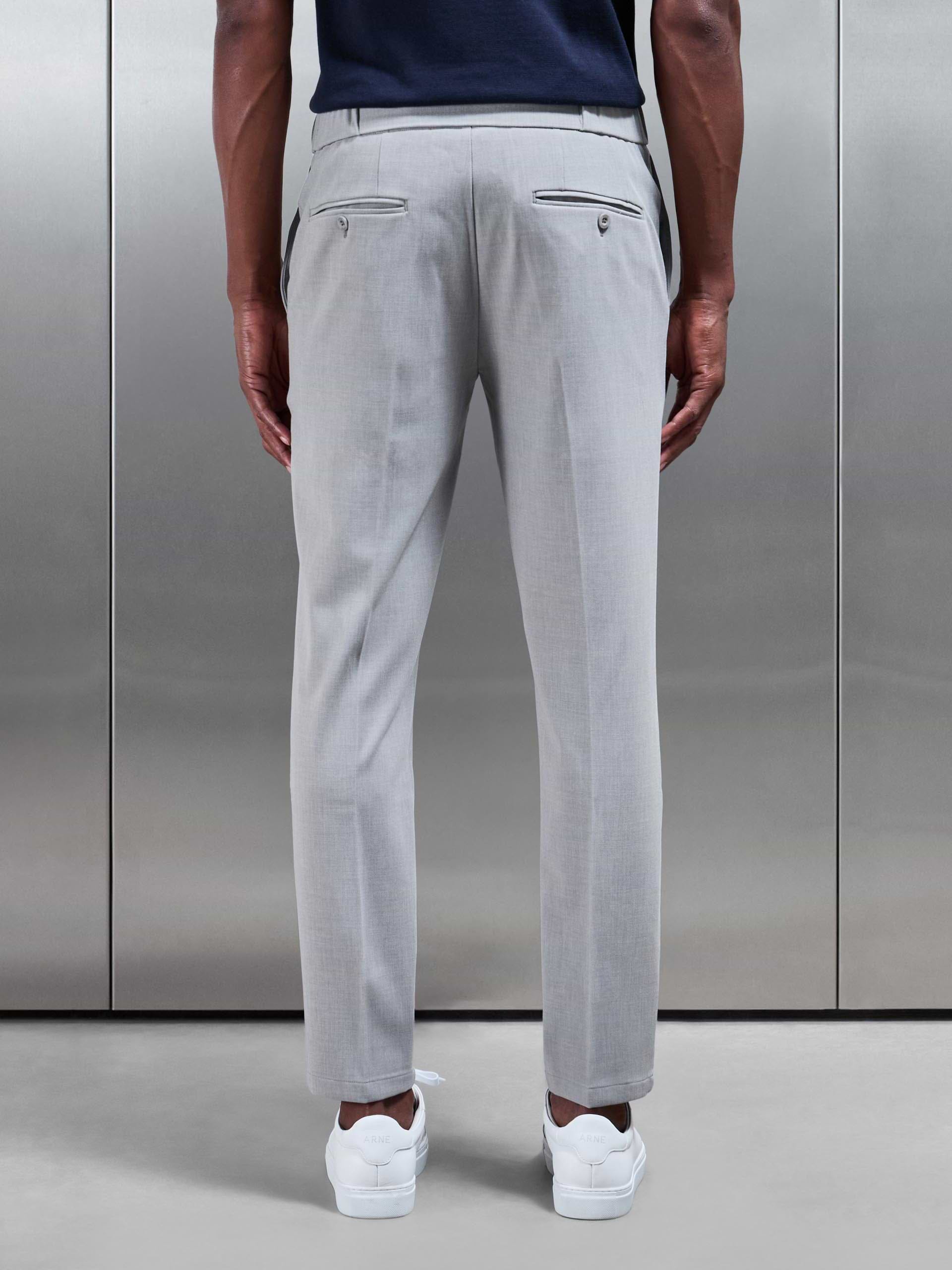 Smart Tailored Drawstring Stretch Trouser in Stone